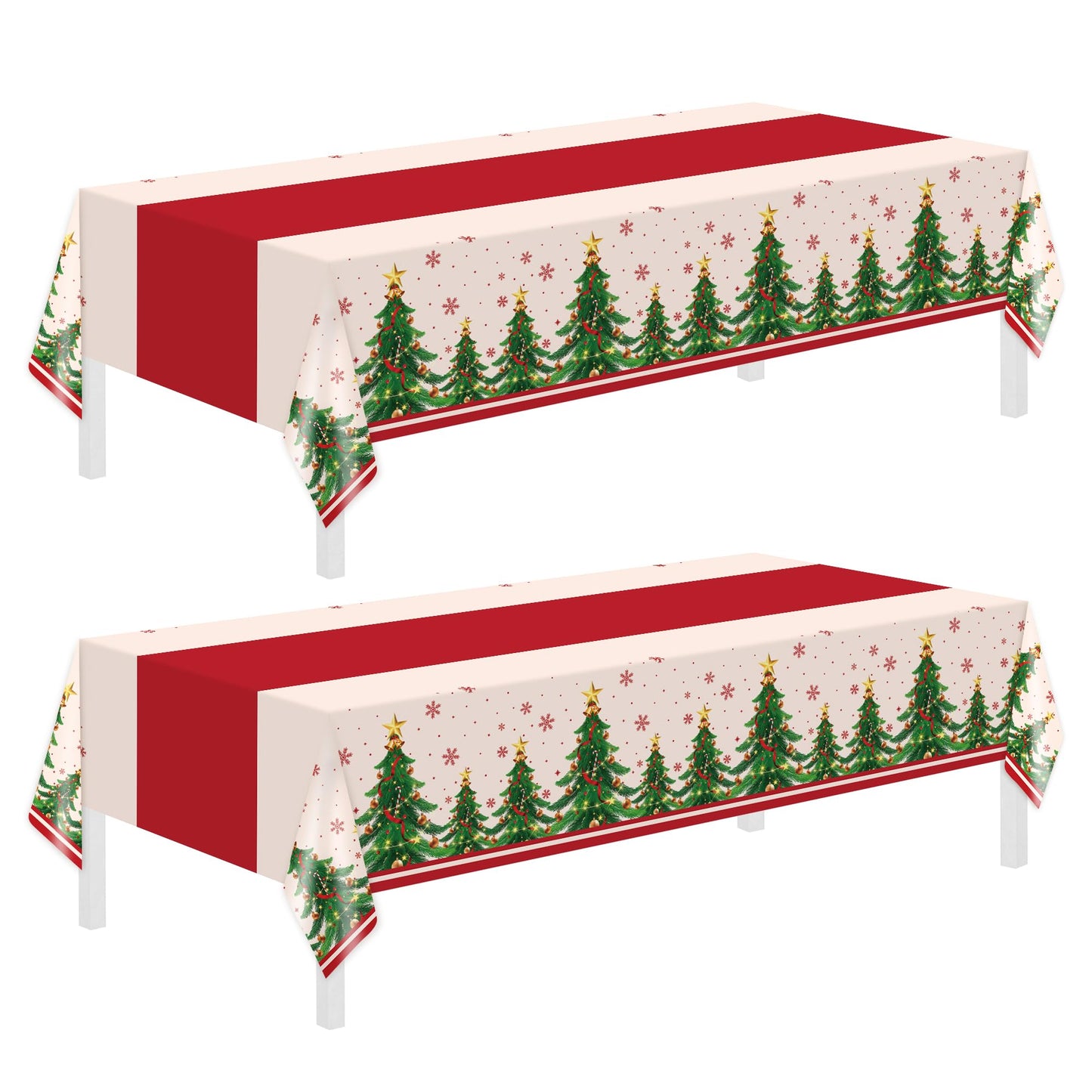 Childom 2 Pack Christmas Tablecloths,Christmas Party Decoration,54 x 108 Inch,Disposable Plastic