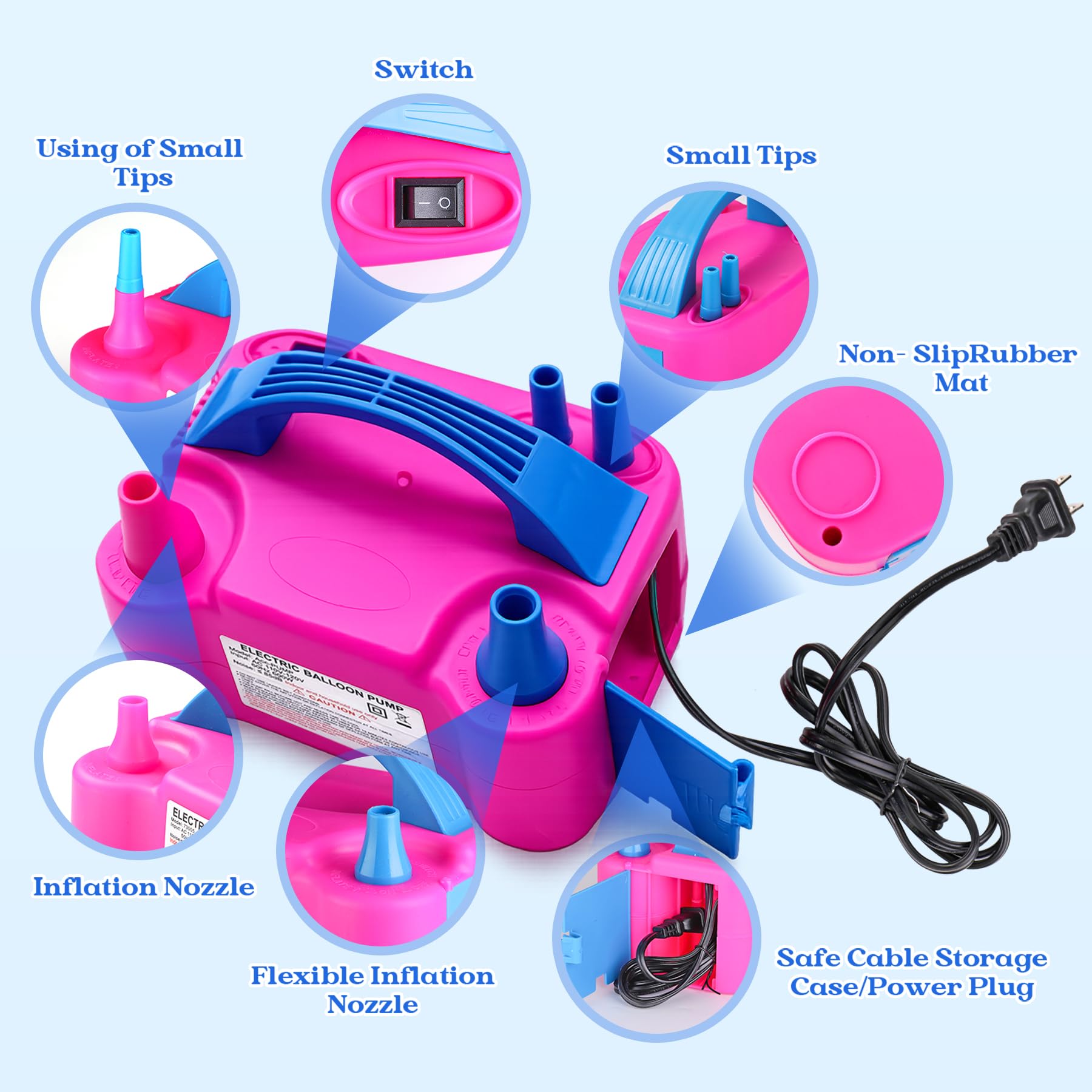 Acclsoop Balloon Pump Electric, Rose Red