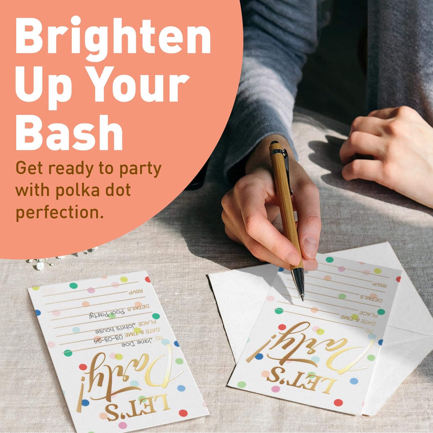 Sweetzer & Orange S&O Set of 25 Polka Dot Party Invites -Happy Birthday Invitations for Adult &