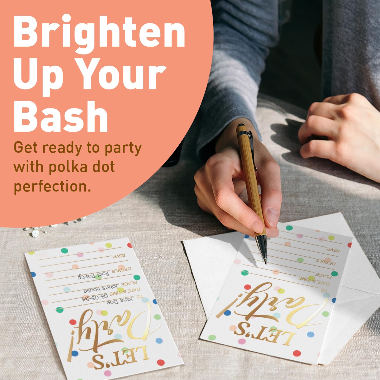 Sweetzer & Orange S&O Set of 25 Polka Dot Party Invites -Happy Birthday Invitations for Adult &