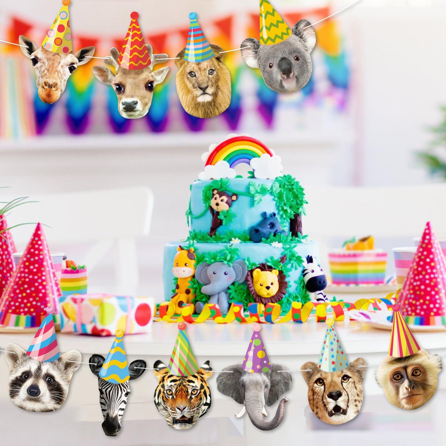 Hooqict Safari Animals Happy Birthday Banner Animal Birthday Party Decorations Party Animal Banner