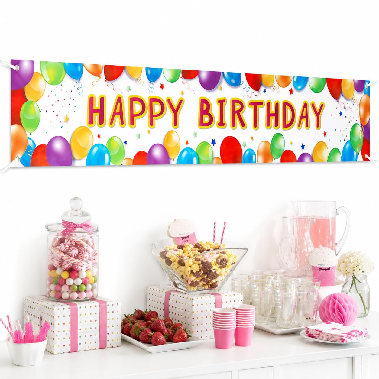 Letjolt Happy Birthday Banner Balloon Sign Huge Party Supplies 6 Feet