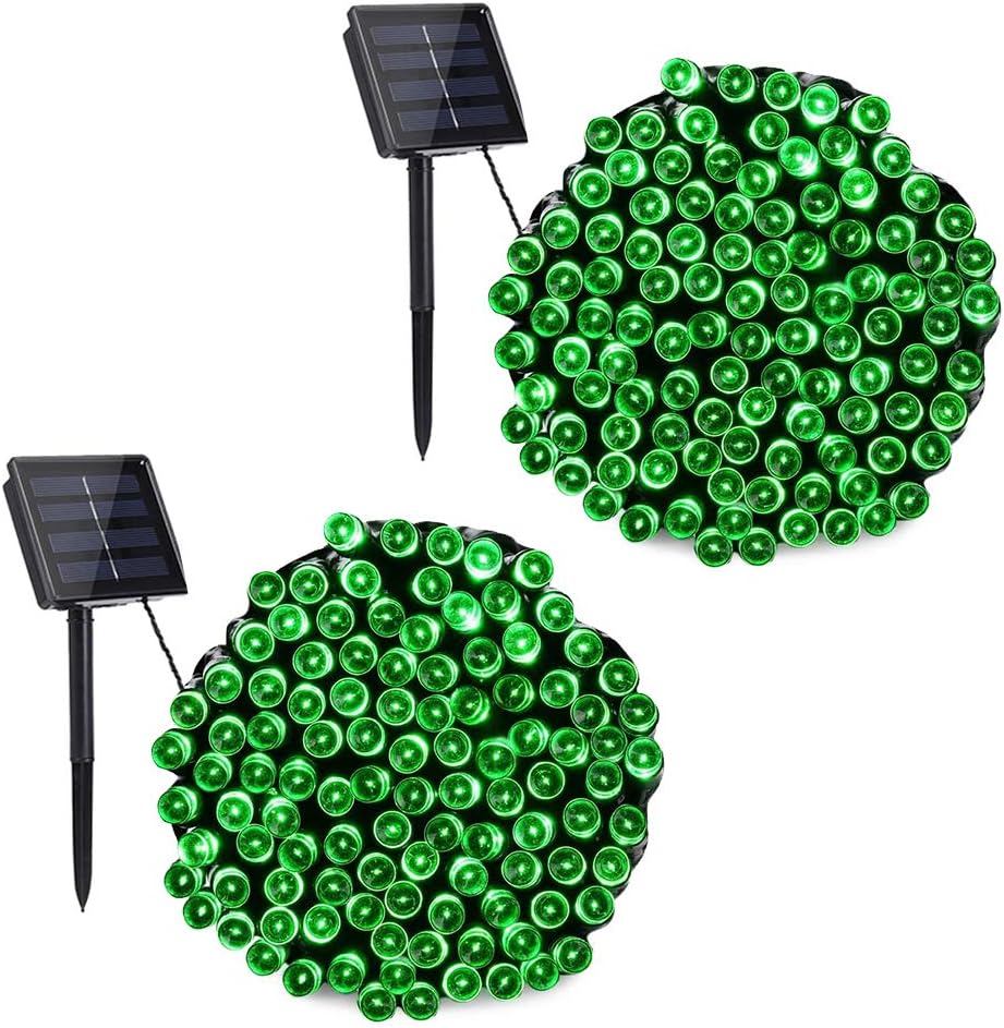 Toodour Solar Christmas Lights Outdoor, 2 Packs Total 144ft 400 LED Solar String Lights with 8 Mode, Outdoor Christmas String Light for Garden, Patio, Fence, Balcony, Xmas Tree Decor - Green