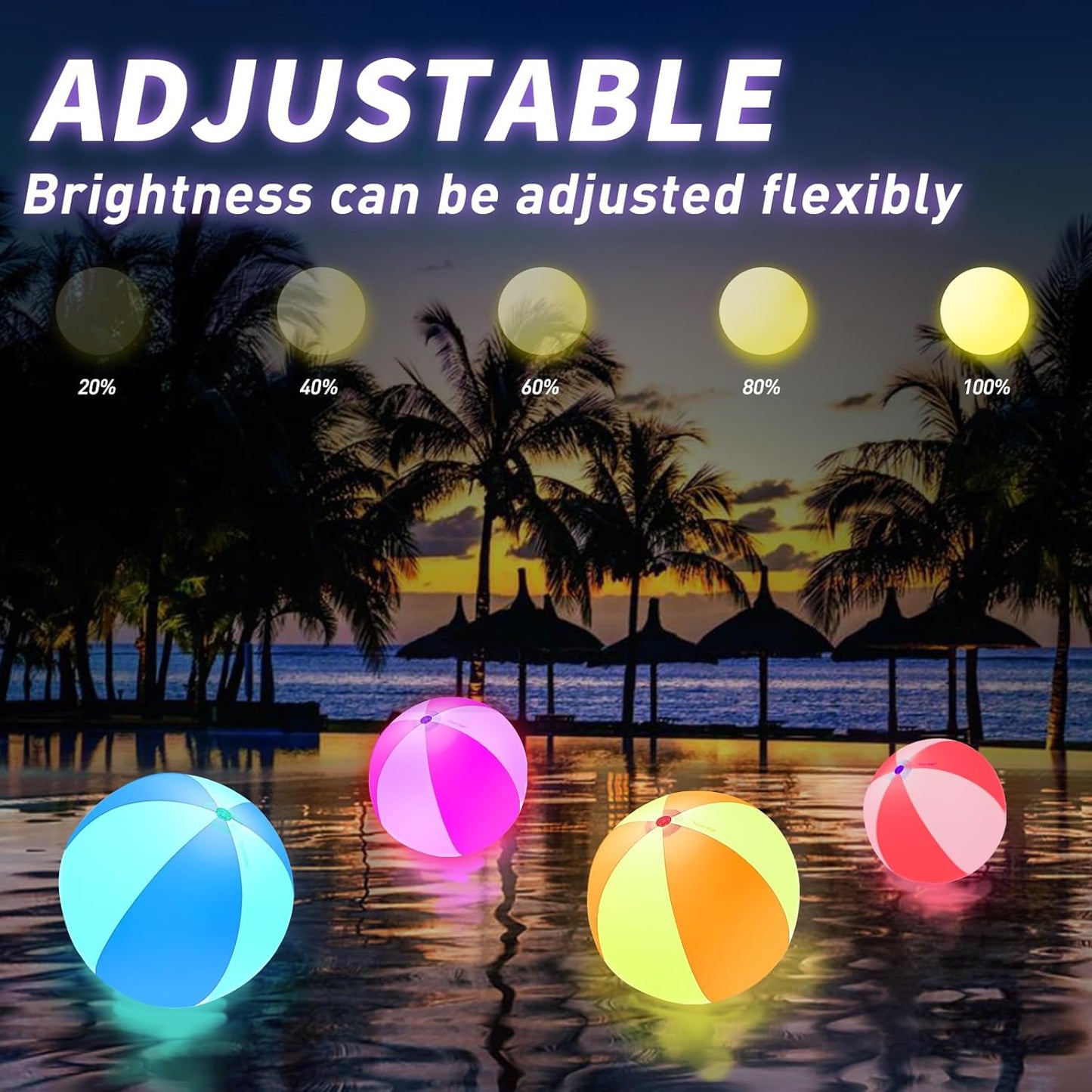 Spardar LED Beach Balls, 4 Pack 16 Inch Light up Beach Balls with Remote Control, Balloon Pump, 16 Colors Lights and 4 Light Modes Pool Toy for Pool Garden Decorations（4 Blue）