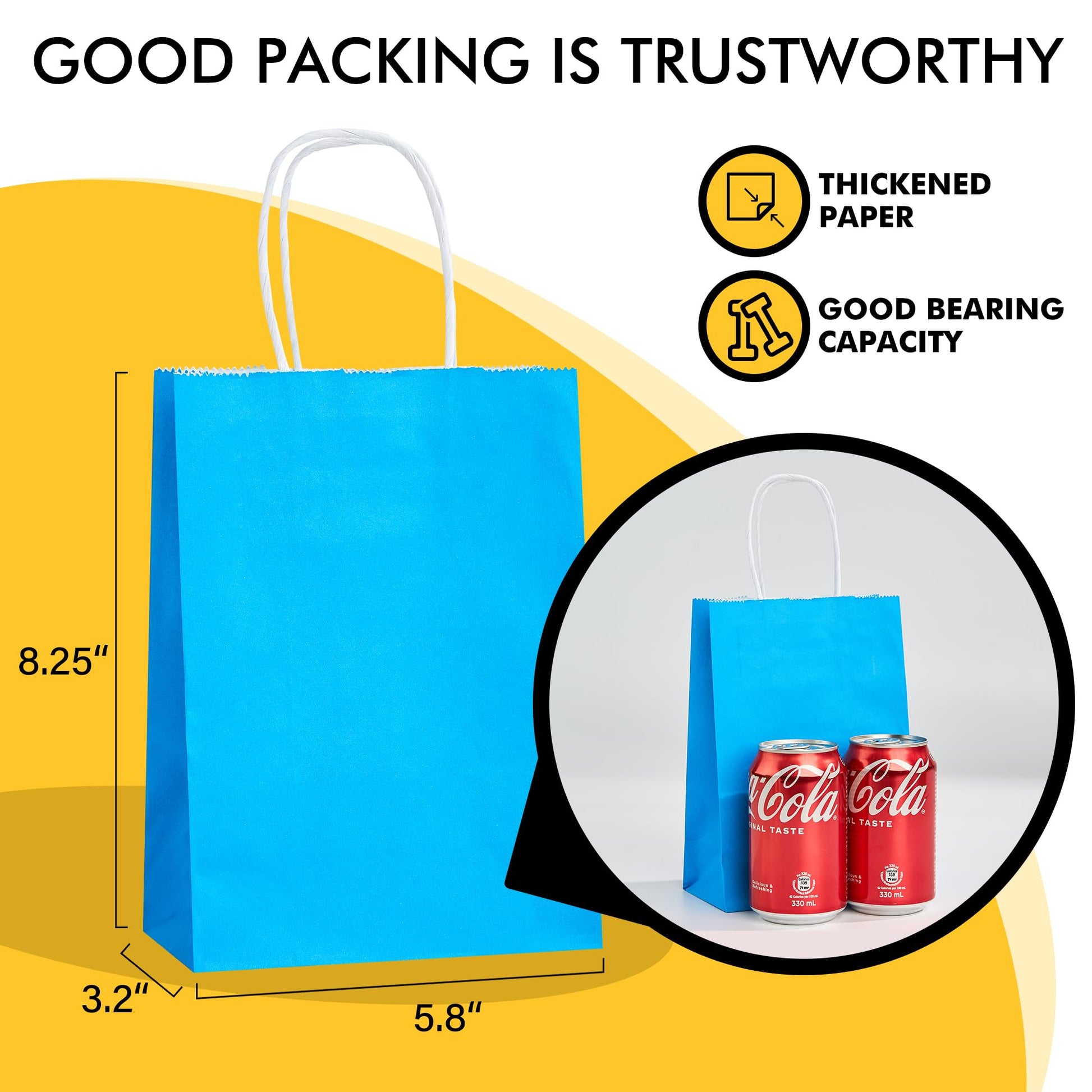 RACETOP Small Kraft Paper Bags 32 Pack 5.8x3.2x8.25 in 8 Colors