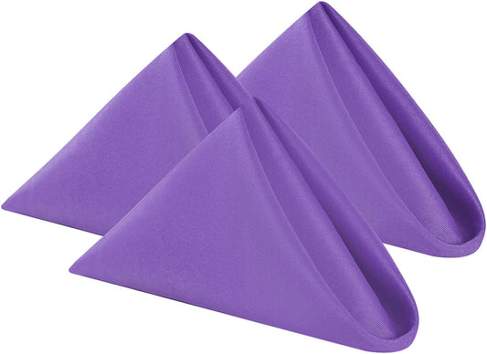 Cloth Napkins 20x20 inch Washable Polyester Dinner Napkins Soft Table Napkins for Wedding Party Dining Banquet(Purple,100PCS)