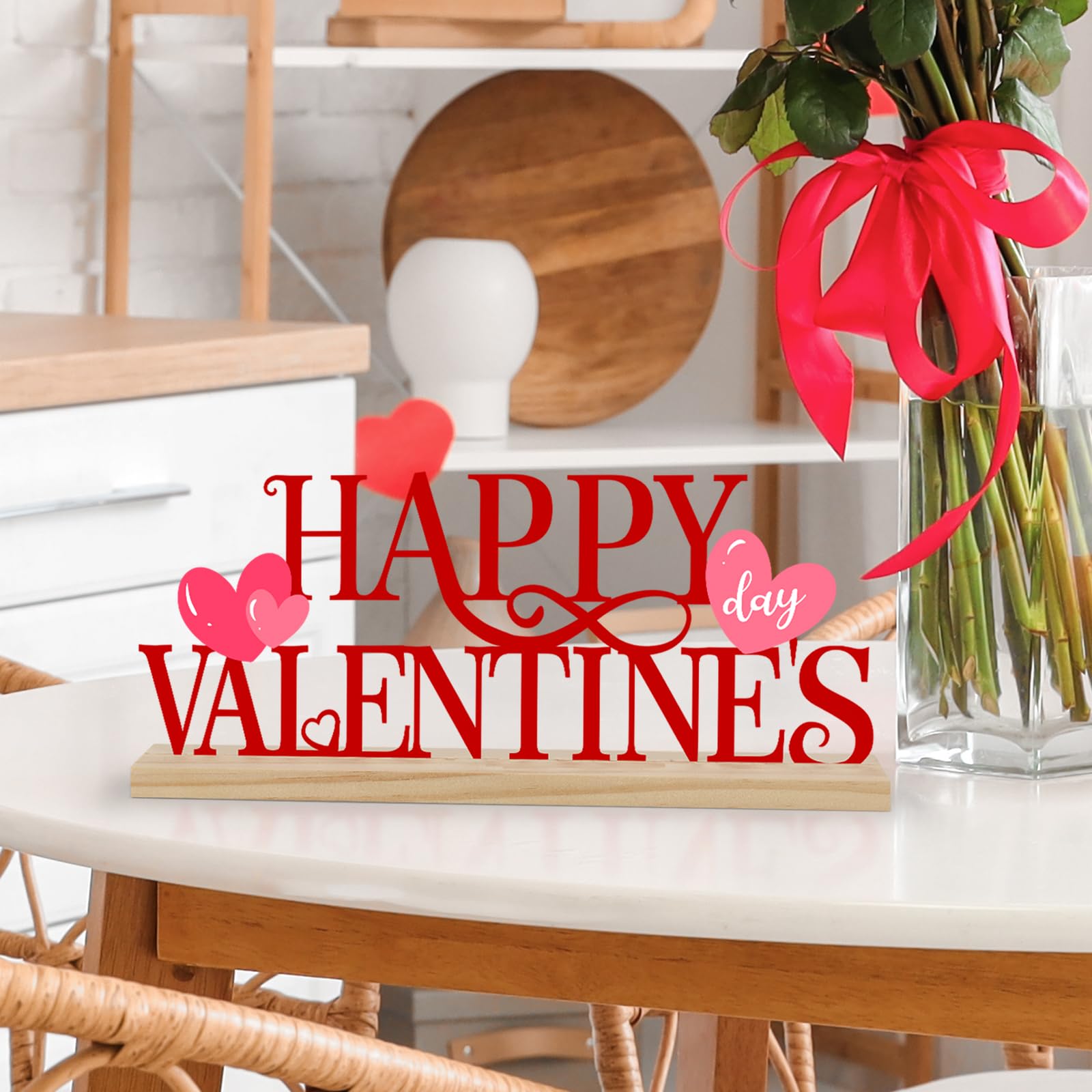COCHIE Metal Happy Valentine's Day Sign, Valentines Day Decorations for Home, Party, Shelf, Mantel