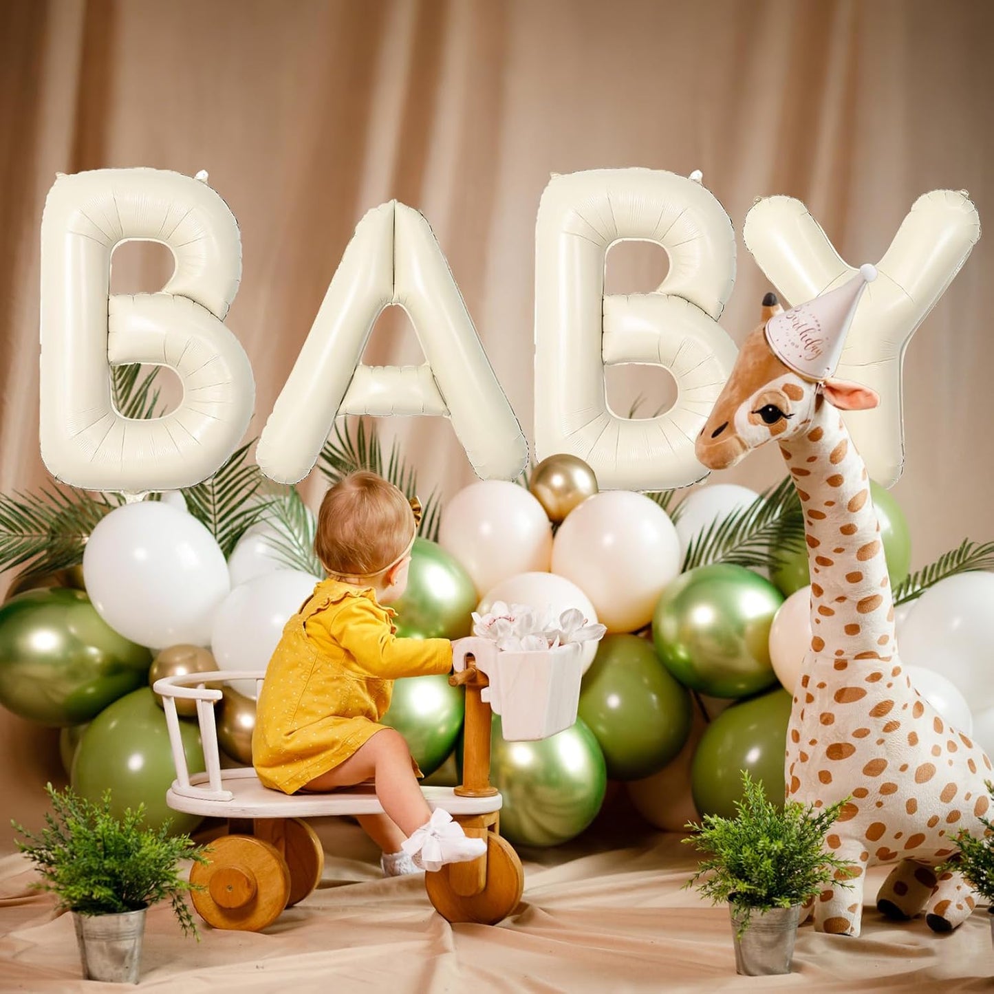 40 Inch Letter Balloons Q, Big Custom A-Z Alphabet Foil Name Balloon Cream White, Self Inflating Beige Customize Helium Balloon Letters Q for Women Girls Birthday Bride Baby Shower Party Decorations