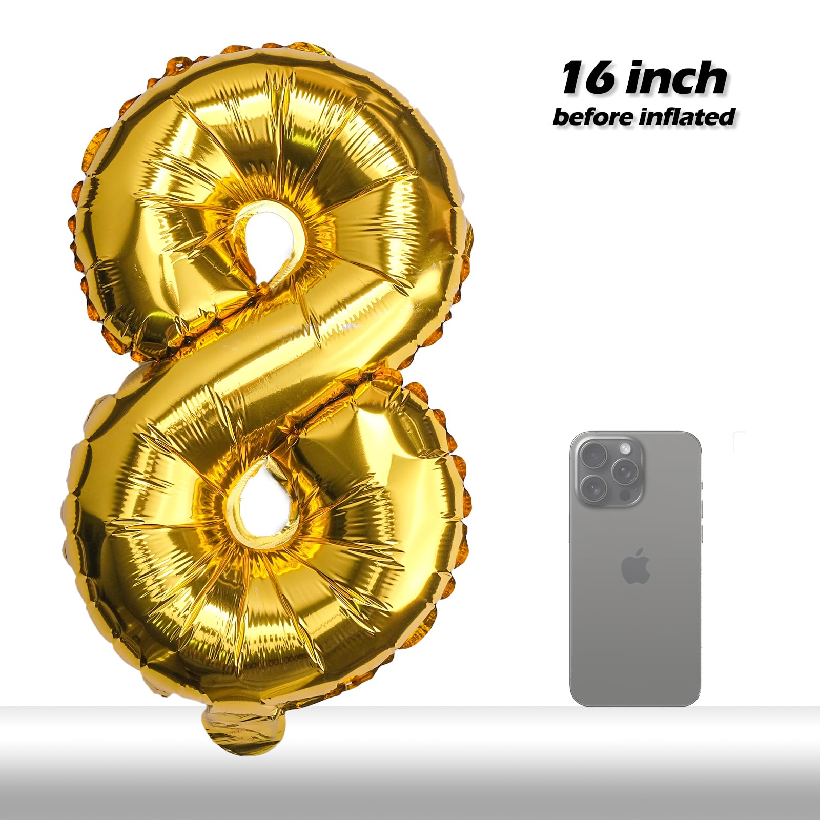 20 Pcs Gold 16" Number Balloons 2 Sets 0-9 Foil Balloon Numbers Décor