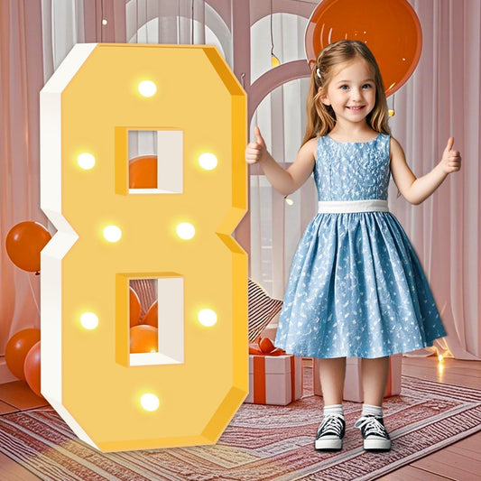 3ft Marquee Numbers, Light Up Numbers 8, 0-9 Warm Yellow LED Light Up Sign for Happy Birthday, Graduation, Wedding, Engagement, Holiday Party Background Arch Decoration