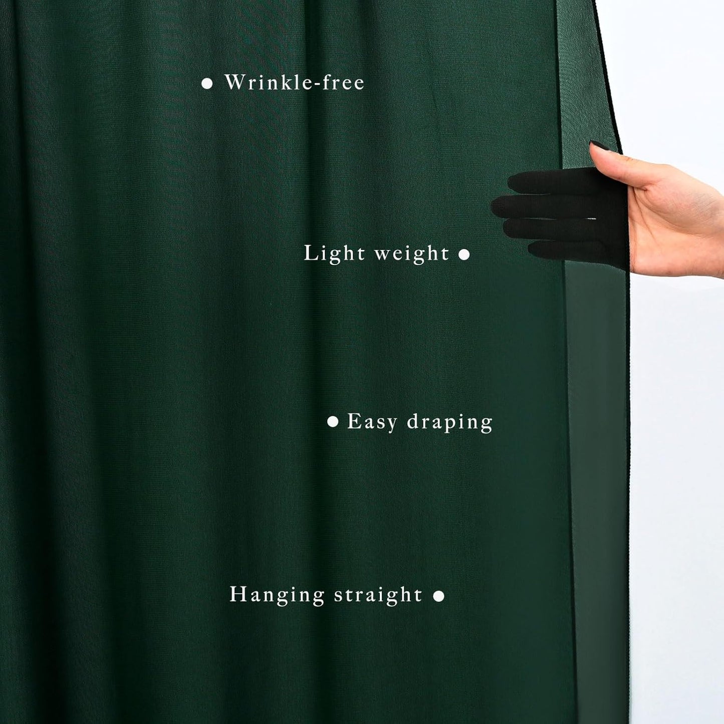 Emerald Green 2 Panels Wedding Arch Draping Fabric 20Ft Length x 28" Width Arch Drapes Chiffon Fabric Sheer Curtains Backdrop for Party Bridal Decorations Wedding Ceremony Stage Reception Decor