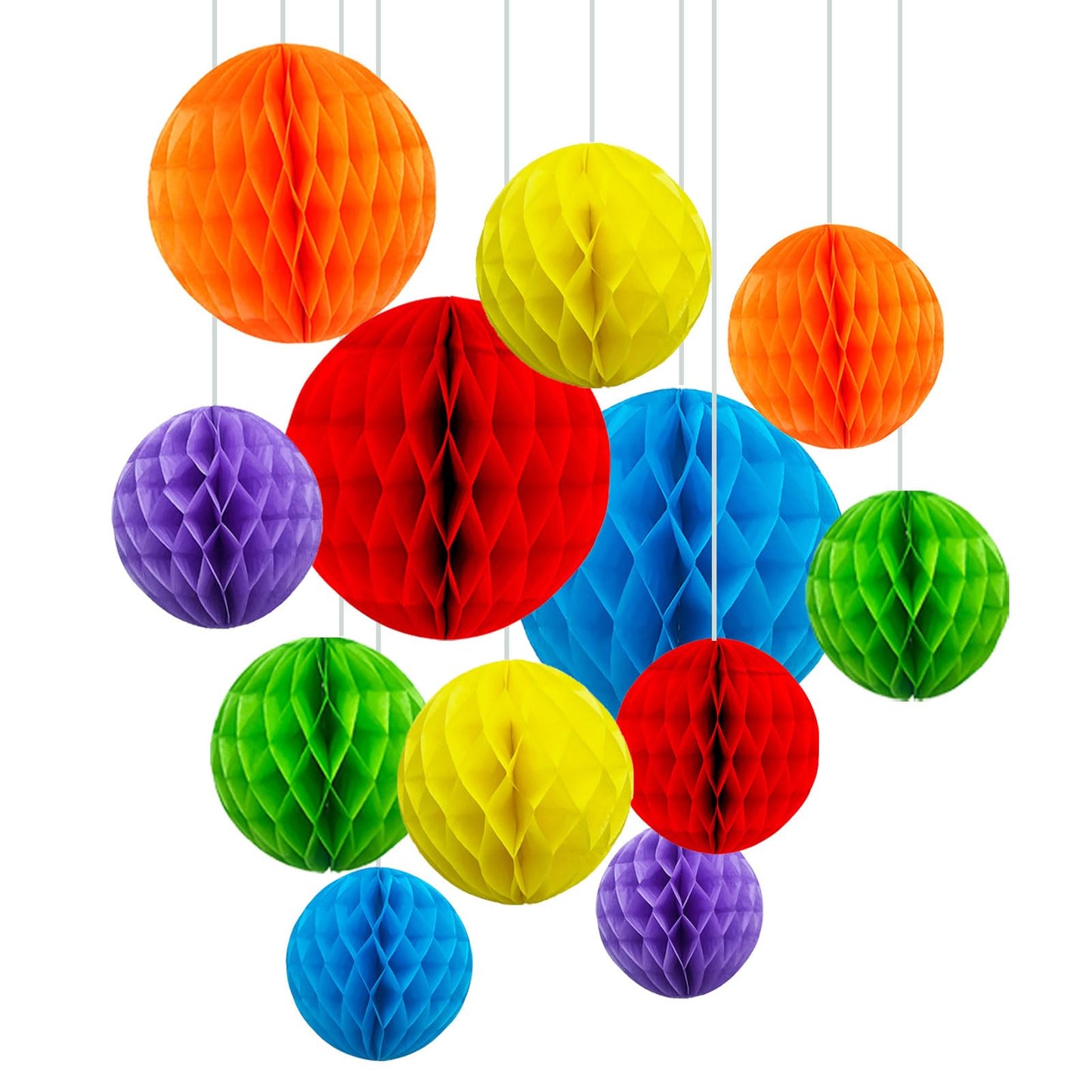ZOOYOO 12Pcs 6" 10" Honeycomb Balls Decorations Hanging Tissue Paper Pom poms for Birthday Wedding