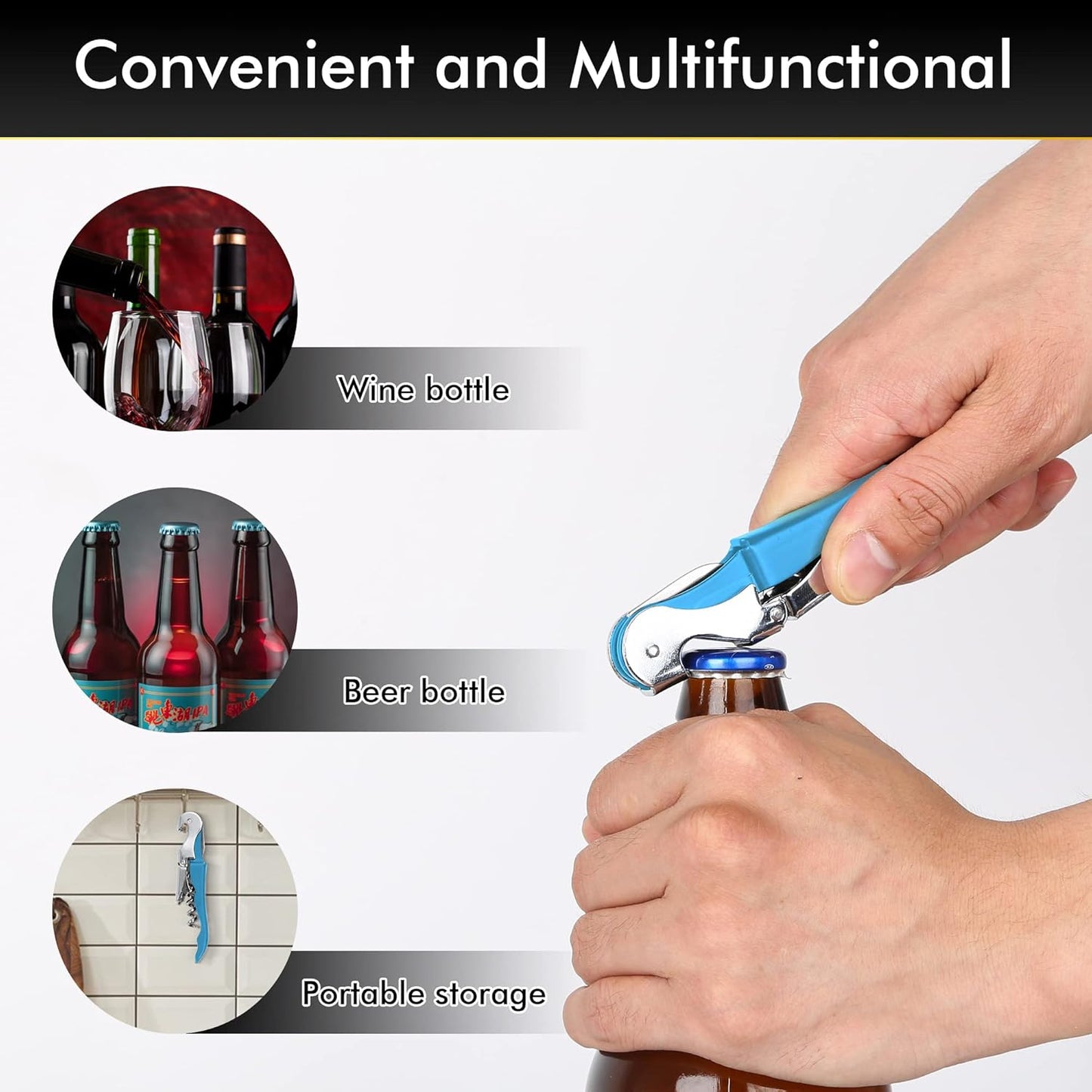 Professional Waiter Corkscrew Wine Openers Set, Heavy Duty Stainless Steel Hinges Wine Key for Restaurant Waiters, Sommelier, Bartenders