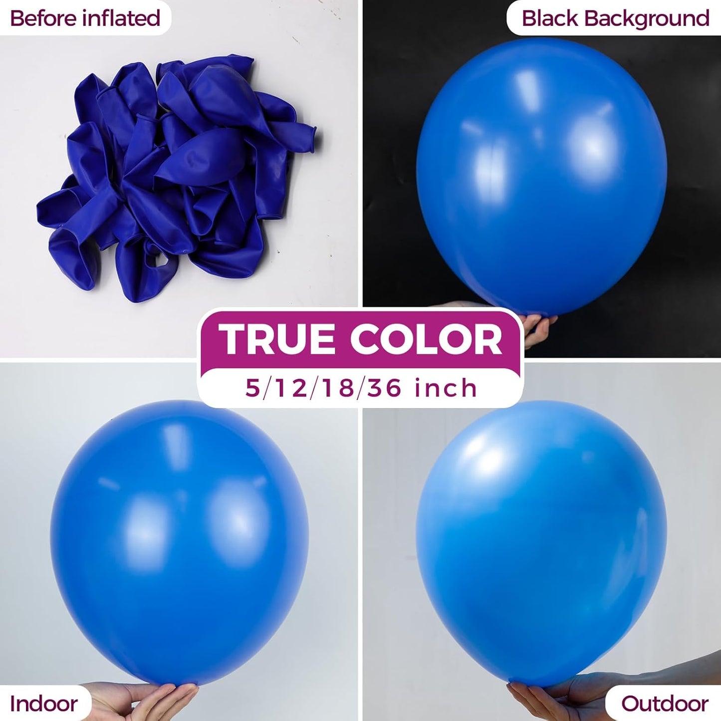 Bezente Royal Blue Latex Party Balloons - 100 Pack 12 inch Round Helium Blue Balloons for Birthday Graduation Baseball Nautical 4th of July Independence Memorial Day Patriotic Party Decorations
