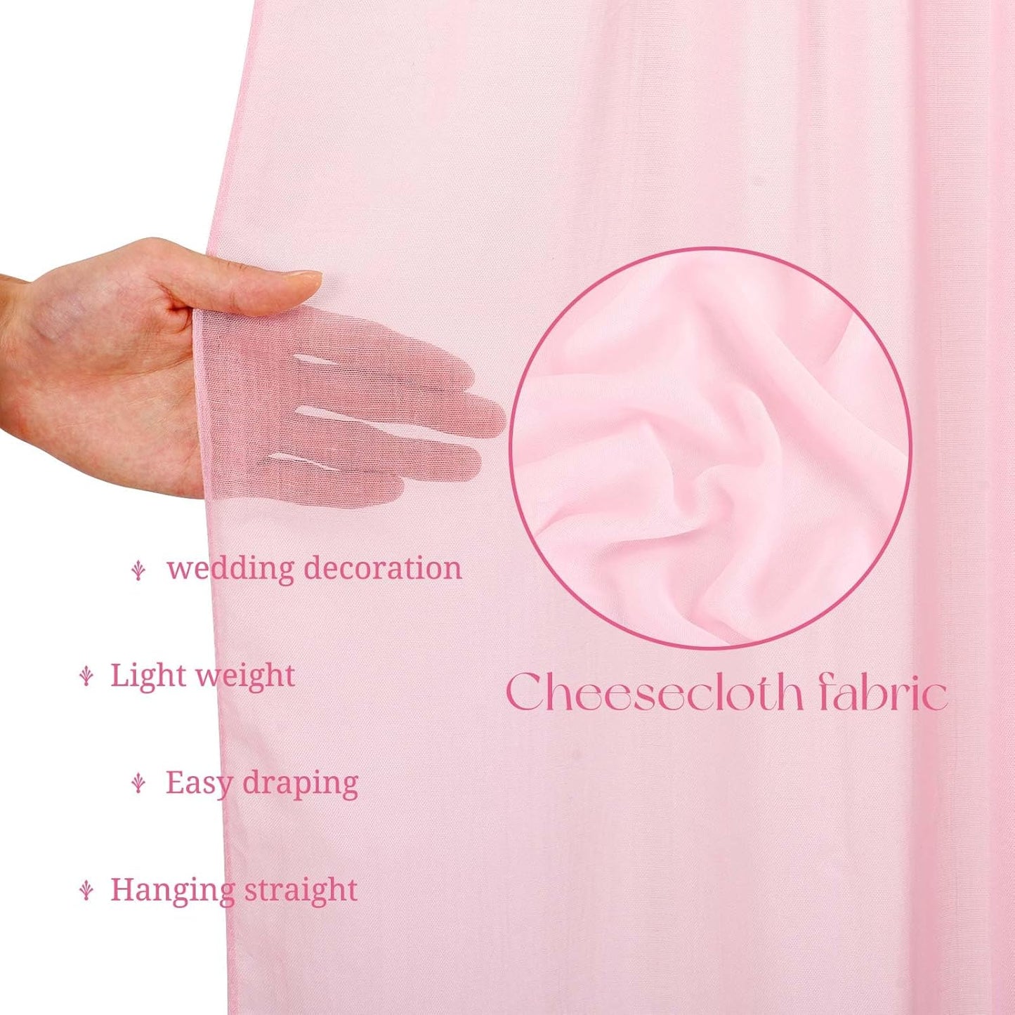 6 Panels Pink Ceiling Drapes for Wedding, 5ftx40ft Ceiling Drapes Cheesecloth Sheer Fabric Curtain Wedding Arch Draping Fabric Romantic Ceilings Decorations for Weddings Party Ceremony Stage
