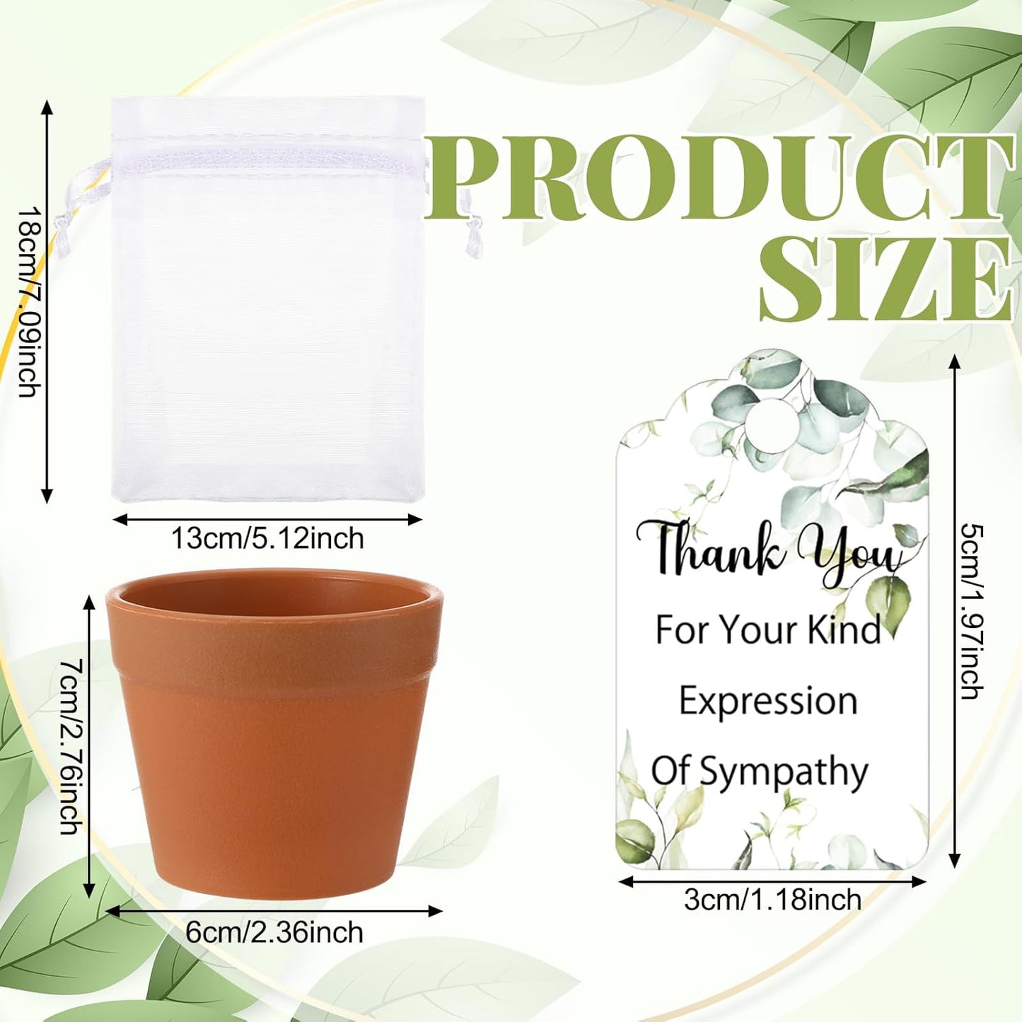Ctosree 50 Sets Funeral Favors for Guests Greenery Celebration of Life Gifts Include Seed Packet Flowerpot Thank You Cards Hemp Ropes Organza Bags for Guest Funeral Party Memorial Party Return Gifts