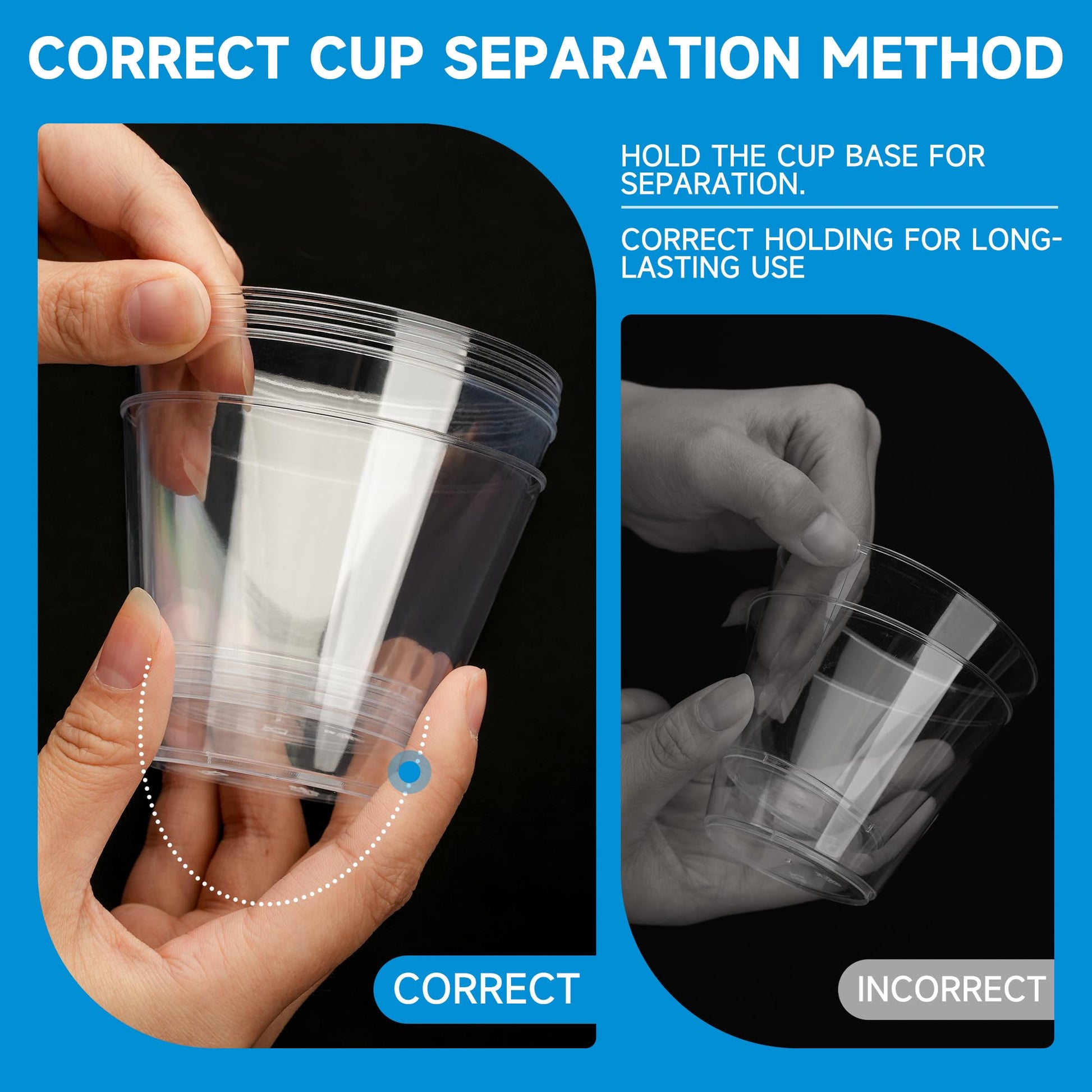 RACETOP 9 oz Clear Plastic Cups 100 packs, Disposable Plastic Party Cups Tumblers, Cocktail Cups