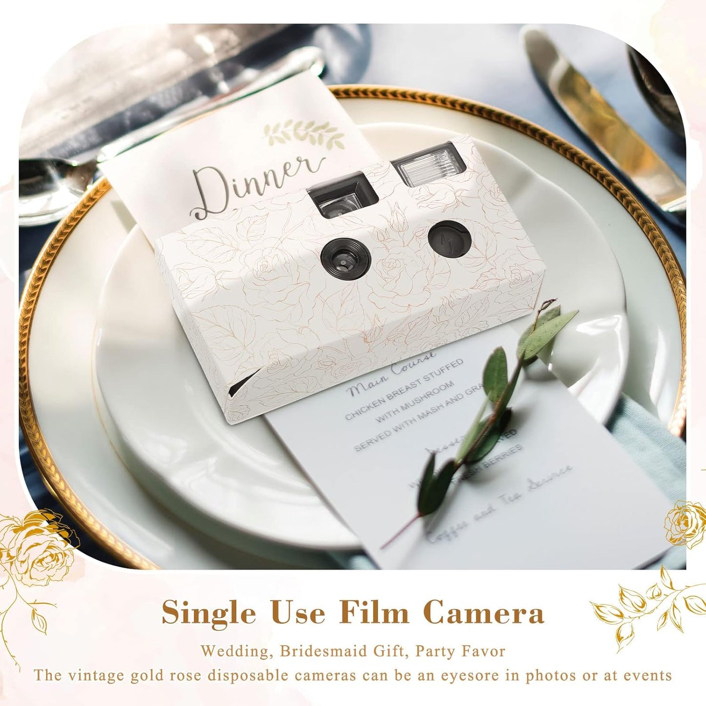 Zhengmy 4 Pack Disposable Camera for Wedding,34mm Single Use Camera with Flash One Time for Gathering Wedding Anniversary Travel Party Supply(Fresh Style, Black White Film)