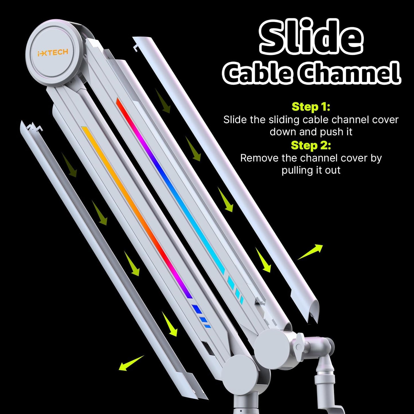 IXTECH RGB Mic Boom Arm High Profile, Overhead Boom Arm Microphone Stand Desk Mount, Adjustable Microphone Stand with Desk Mount, Mic Arm for Live Streaming Gaming Podcasting Recording.