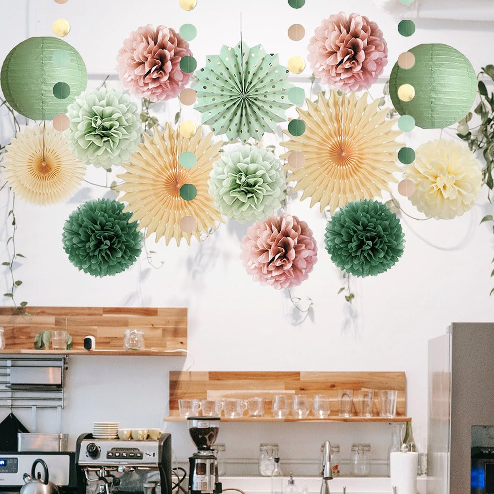 Sage Green and Dusty Pink Party Decorations Retro Olive Sage Green and Dusty Rose Party Decorations