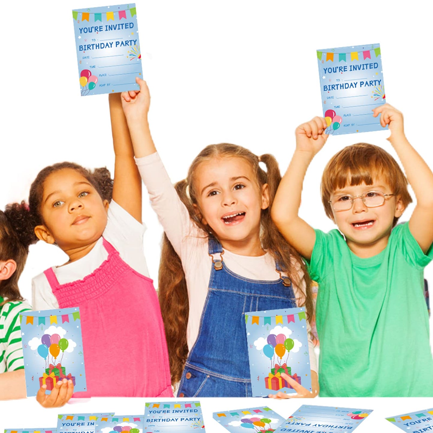 30 Pack Birthday Party Invitations Set Boys Girls Kids Invite Cards with Envelopes Printed Birthday
