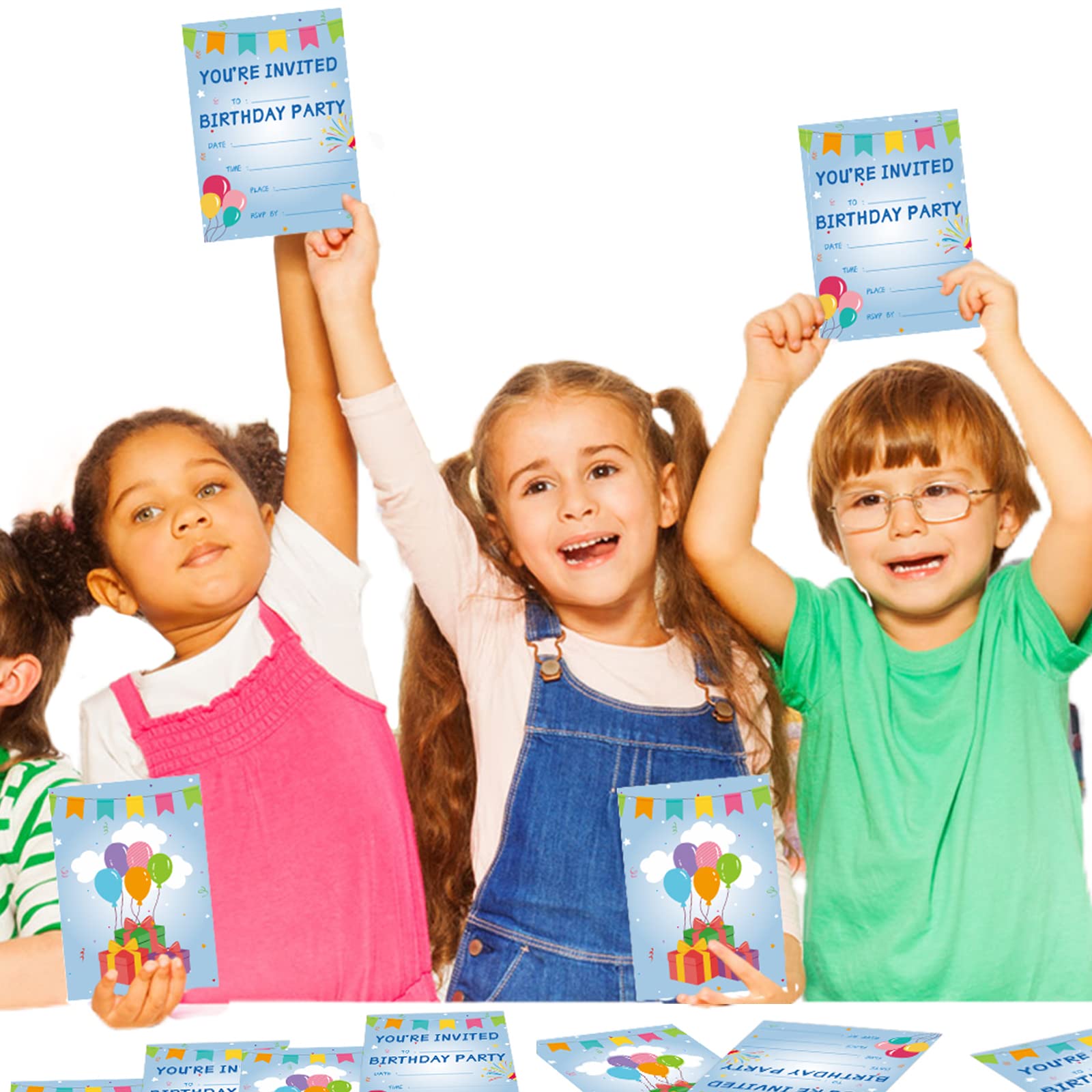 30 Pack Birthday Party Invitations Set Boys Girls Kids Invite Cards with Envelopes Printed Birthday