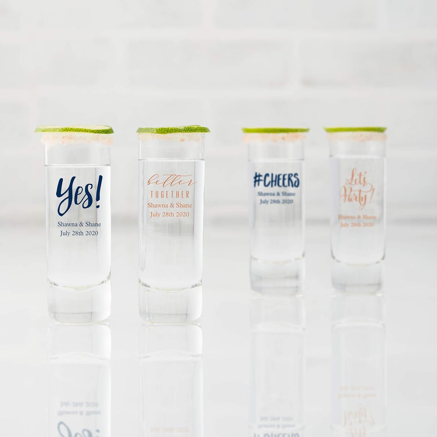 WEDDINGSTAR Personalized 2.5oz Tall Shot Glass Customizable Full Color Print - 96 pack