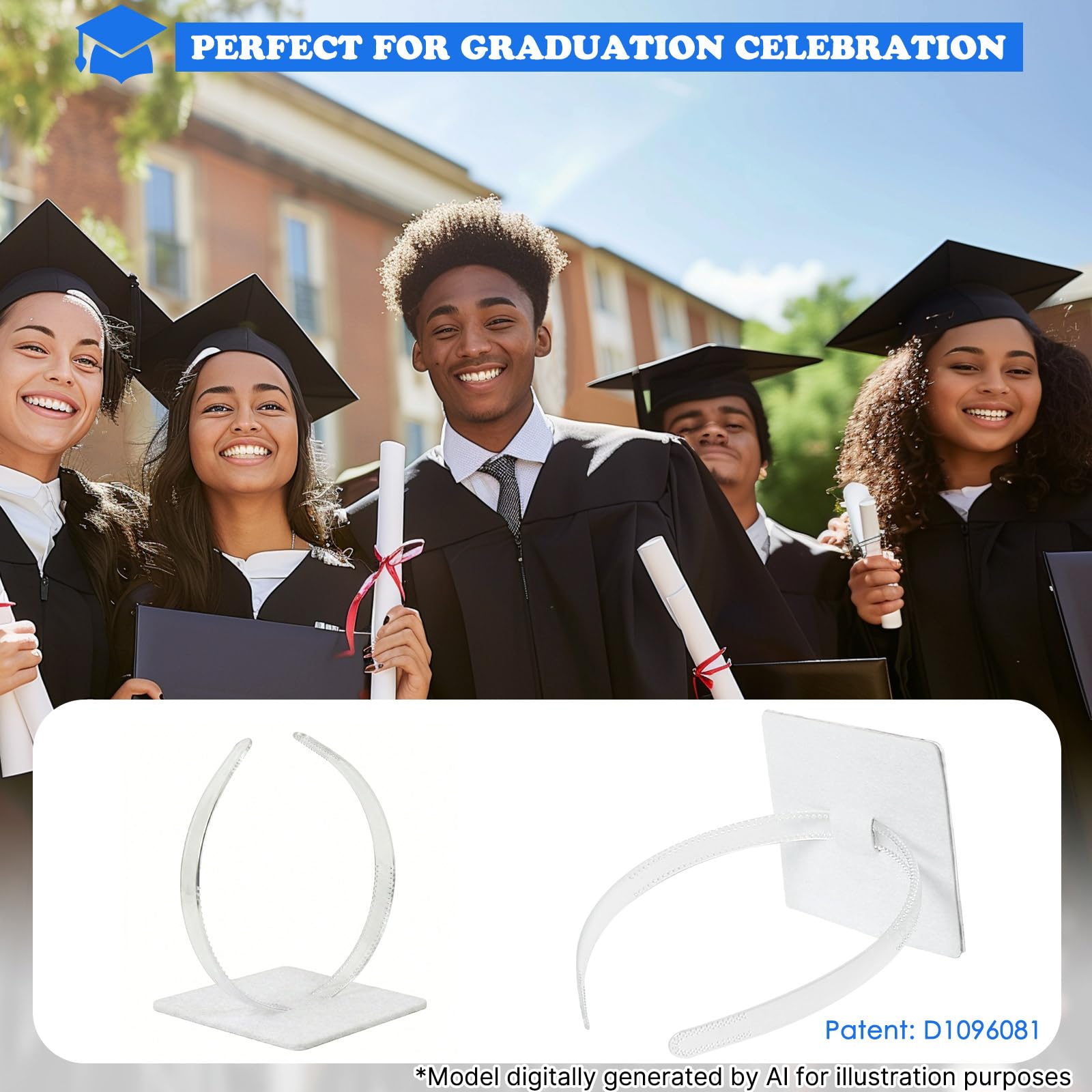 GIURKUU Clear Graduation Cap Headband for Graduation Day