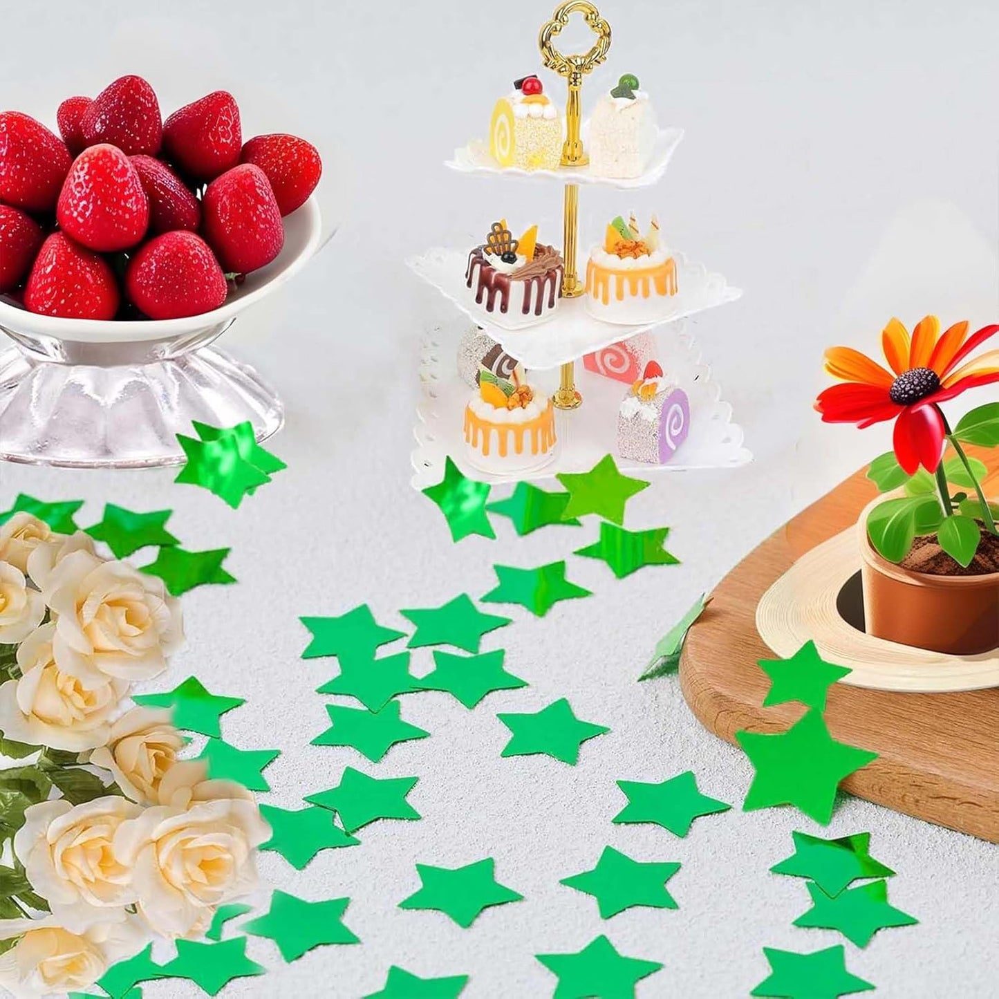 Green Star Confetti - 60g (2.11OZ) Glitter Stars Table Confetti for St. Patrick’s Day, Spring Weddings, Biodegradable Leaf Green Shimmer Décor for Crafts, Tables, Photo Backdrops