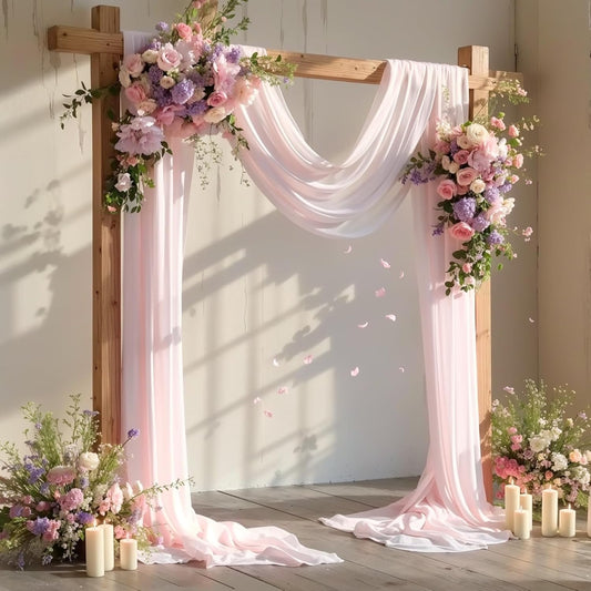 30" x 20Ft Wedding Arch Draping Fabric, 2 Panels Blush Sheer Curtain Drapes Extra Wide & Long Backdrop Curtains for Wedding Arch Ceremony Birthday Party Decorations