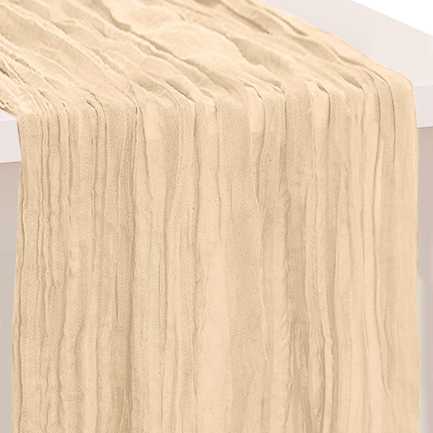 1 Pack Nude Cheesecloth Table Runner 35x120 Inch 10Ft Rustic Gauze Cheese Cloth Table Runner Sheer Cheesecloth Table Runners for Wedding Party Bridal Shower Decoration