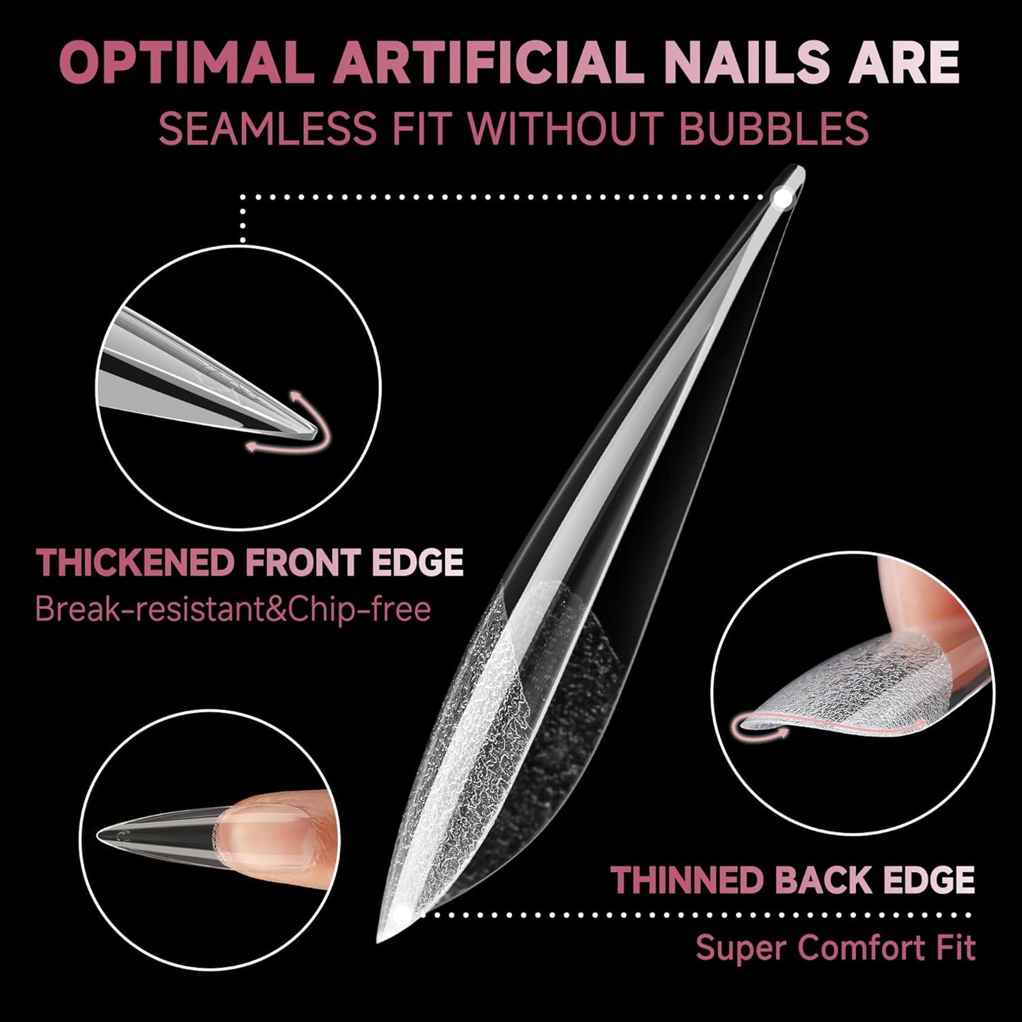 UNA GELLA Stiletto Gel Nail Tips Long: Full Cover 312pcs Half Matte Halloween Stiletto Gel Tips Press On Nails for Faster Gelly Nail Extension, Clear False Fake Acrylic Nails 12 Sizes for Her