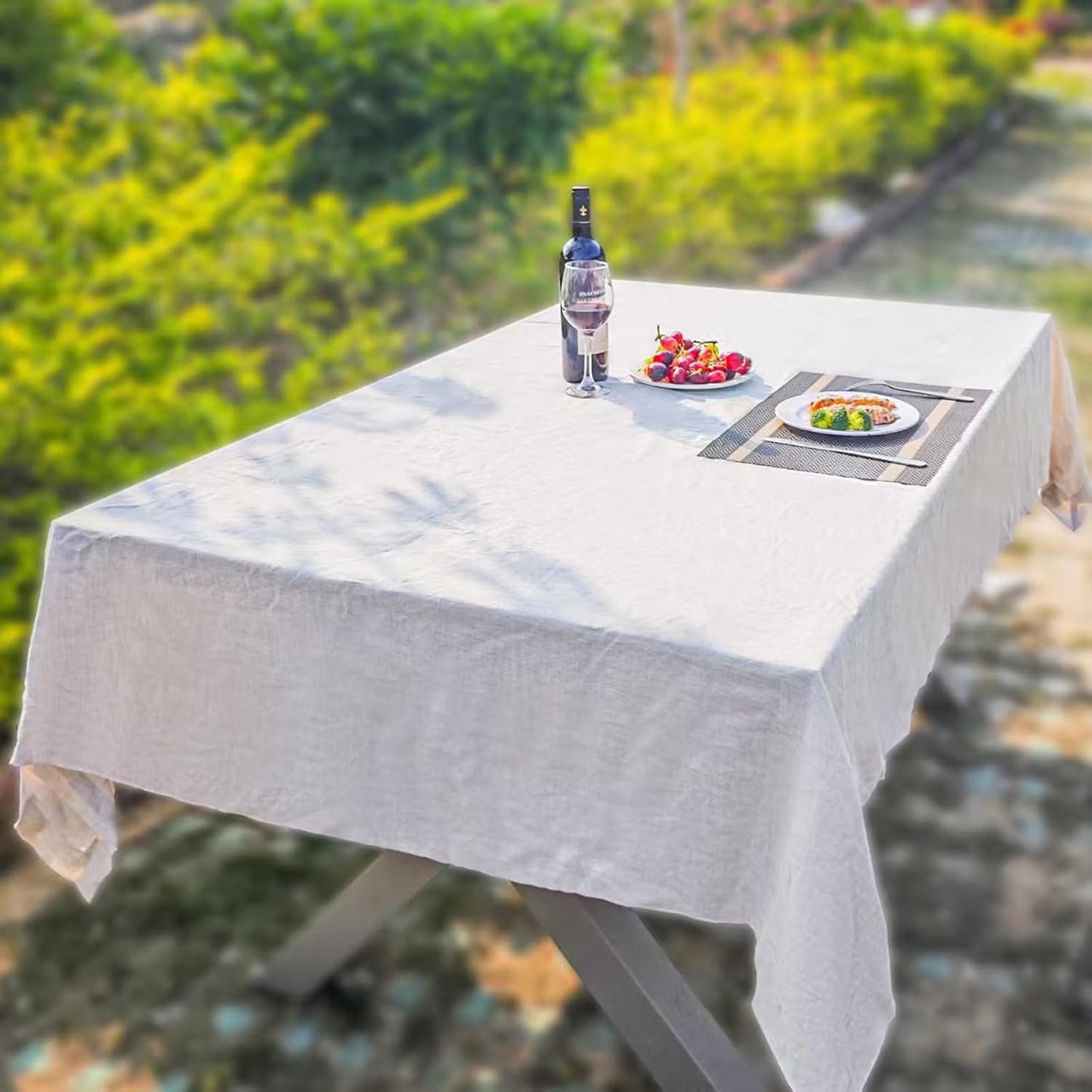 Linen Tablecloth 100% Pure Linen Table Cloth for Rectangle Tables Machine Washable Dining Fall Tablecloth