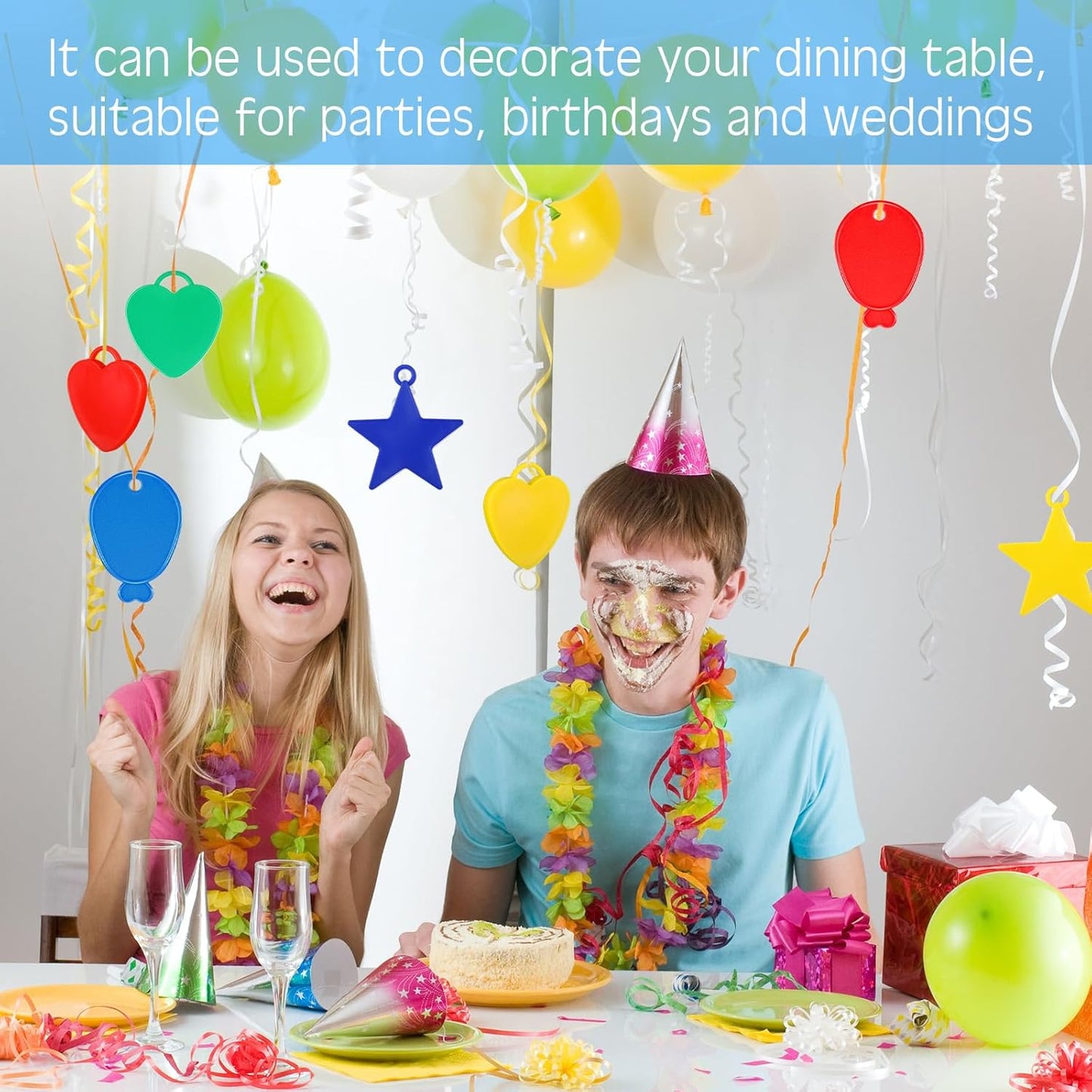 180 Pcs Plastic Balloon Weights Colorful Weights for Balloons for Birthday Party Christmas Wedding Celebration Decoration, Balloon Heart Star Shaped