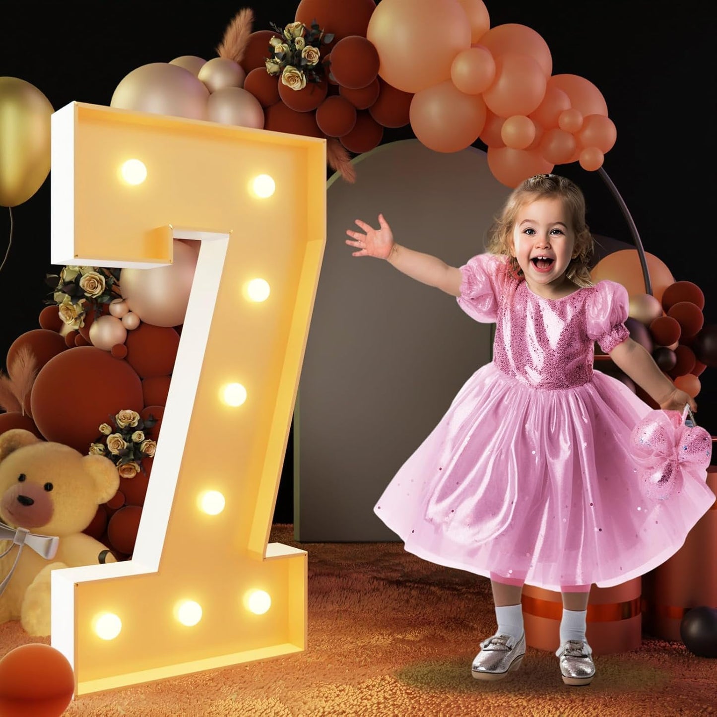 imprsv 3FT Light Up Numbers, Marquee Numbers 7 for Birthday and Anniversary Party Decorations, Large Light Up 7, Pre-Cut Foam Board Kit