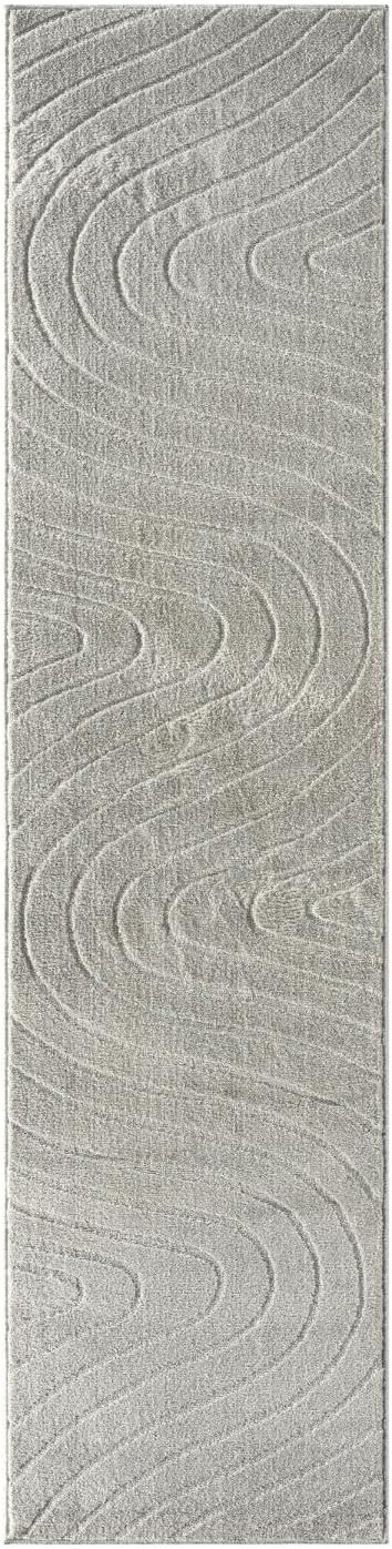 LUXE WEAVERS Modern Geometric Wave Gray 2x8 Area Rug