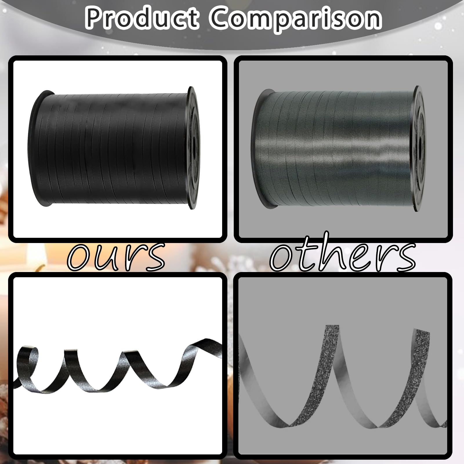 Black Curling Ribbon, 500 Yard Premium Black Curling Ribbons,Balloon String Curly Ribbons for Gifts