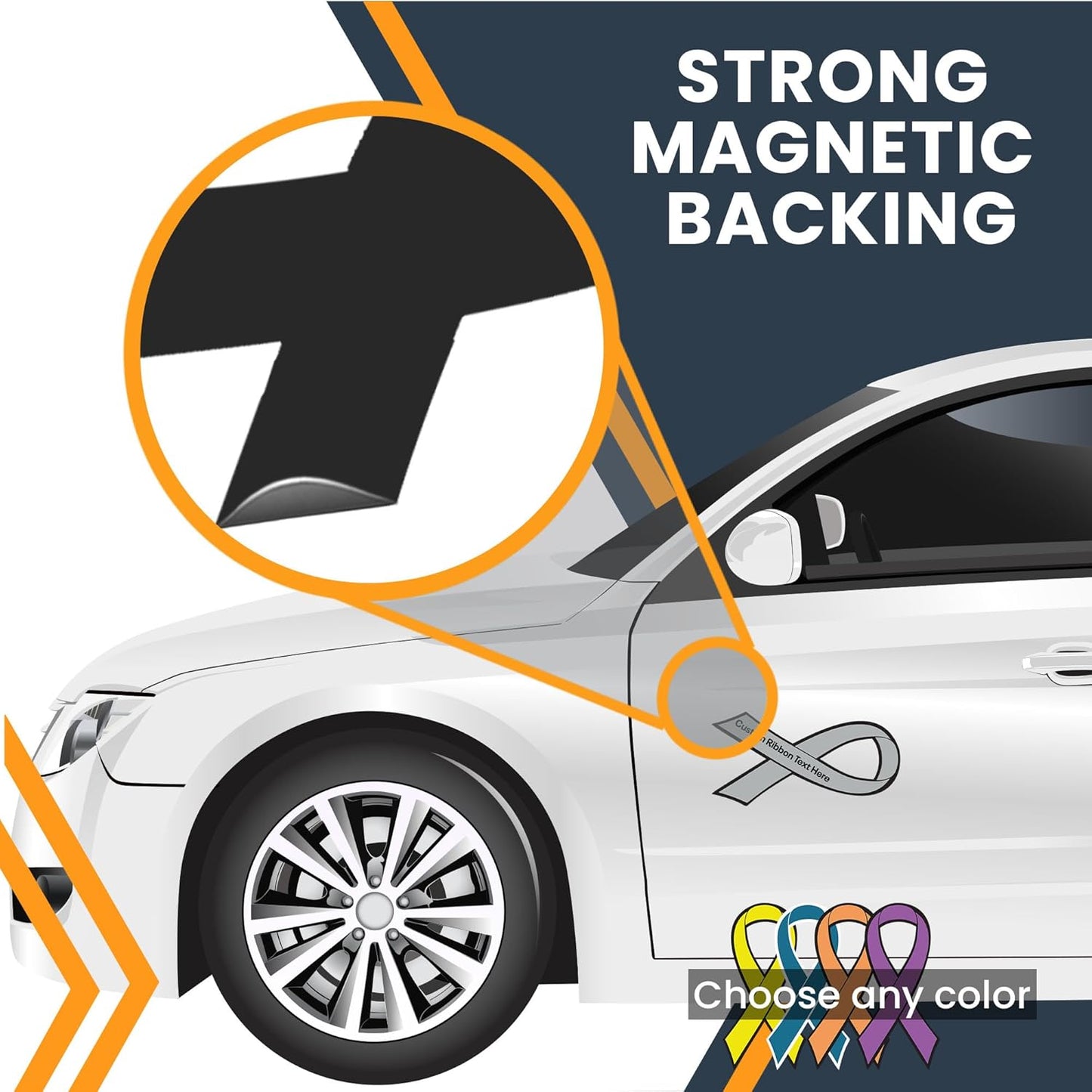 Magnet Me Up Custom Ribbon Magnet Decal, 7x3.5 Inches, Customizable Decal for Businesses, Personal Use, Choose Your Text, Magnetic Vinyl for Car, Truck, and Lockers, Bumper Magnet, Crafted in USA