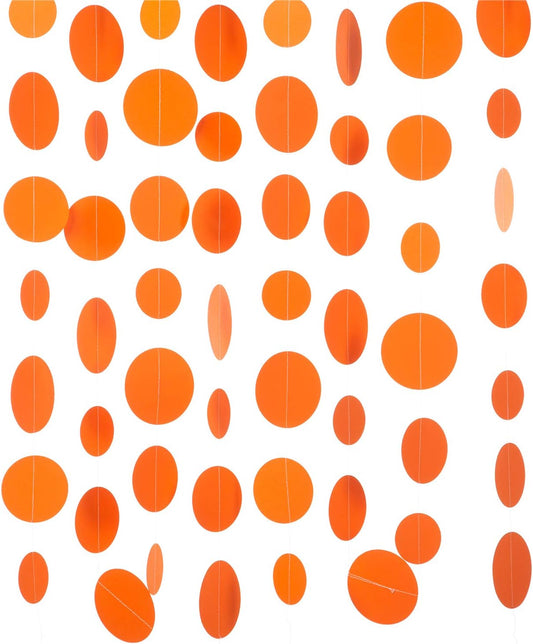 Orange Paper Garland Circle Dot Party Banner Streamer Backdrop Hanging Decorations, 20 Feet in Total