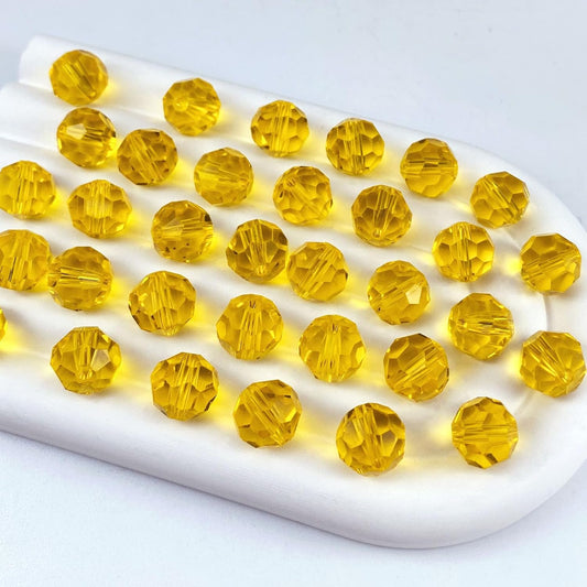 200 PCS 6mm Crystal Glass Beads Round Multiple Faceted Loose Spacer Glass Beads for DIY Handcrafte Bracelet Necklace Earring Jewelry Making(Orange)