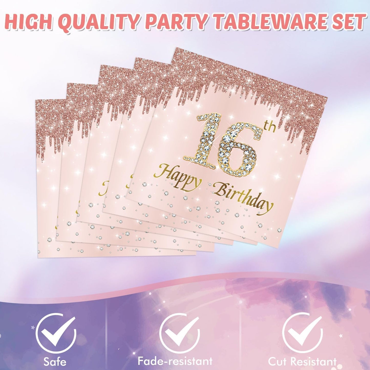 16th Birthday Decorations for Girls Rose Gold Sweet 16 Birthday Party Decoration for Her 16th Happy