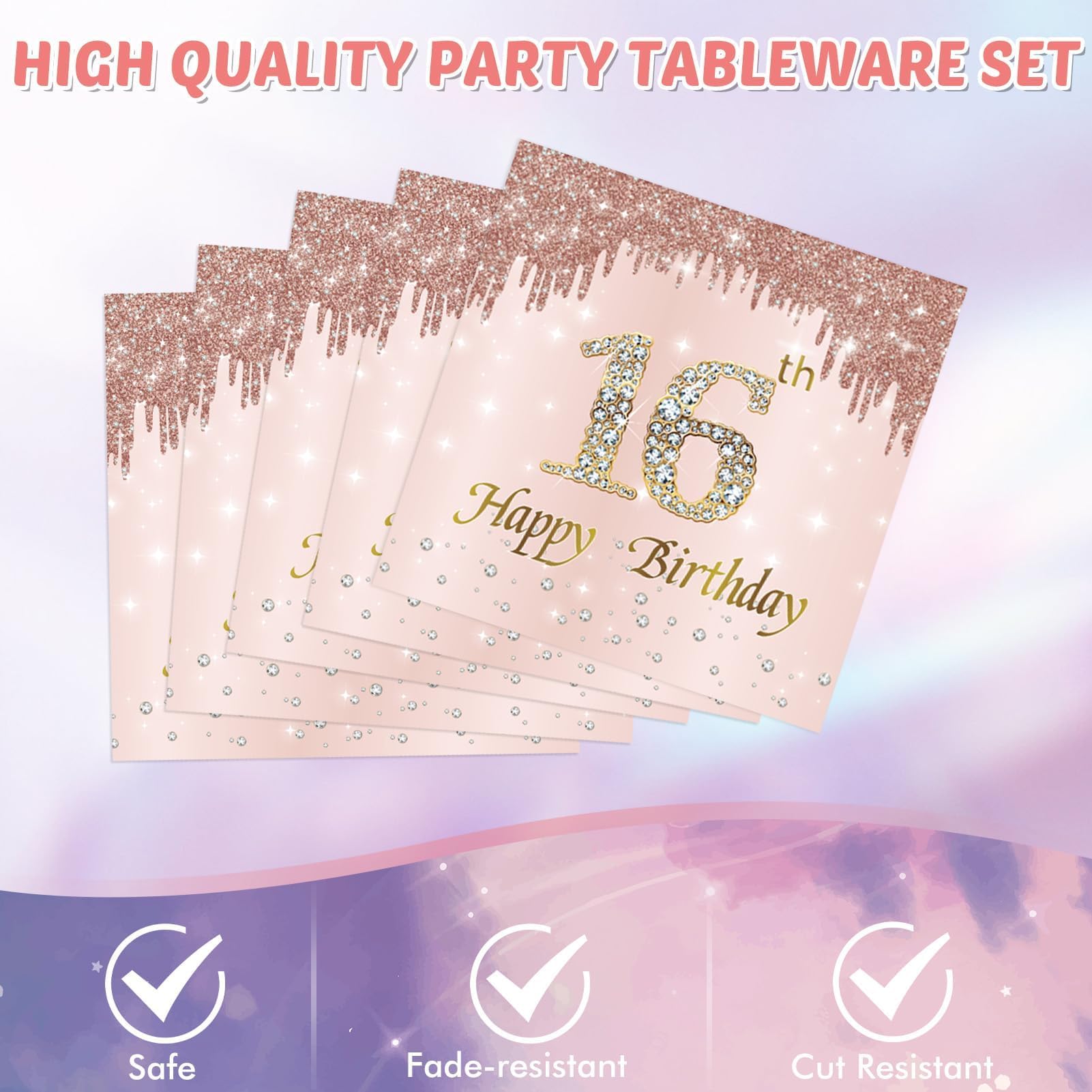 16th Birthday Decorations for Girls Rose Gold Sweet 16 Birthday Party Decoration for Her 16th Happy