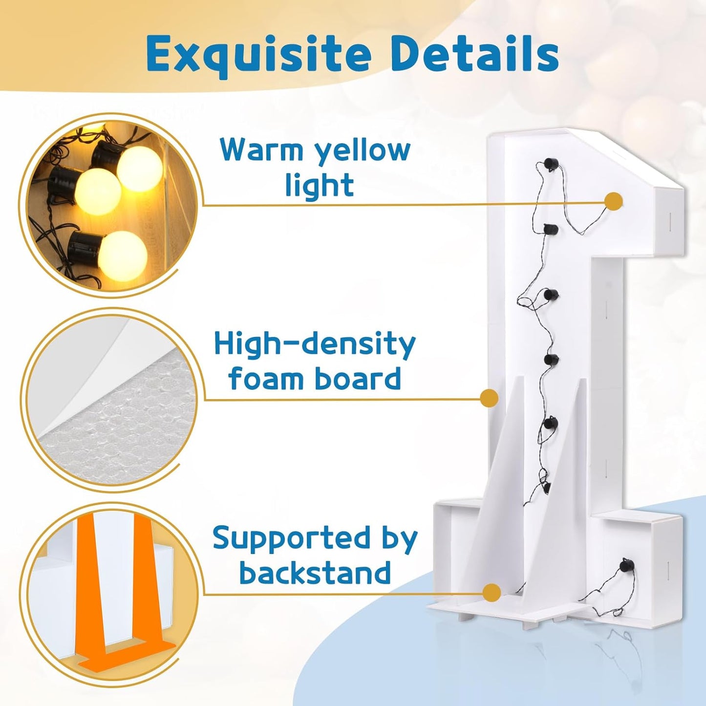 Marquee Numbers 3 Feet Tall Large Light Up Numbers 70th Birthday Decorations Women Men Big Yellow Light Outdoor Anniversary Decorations Balloon Arch Kit Party Backdrop 70