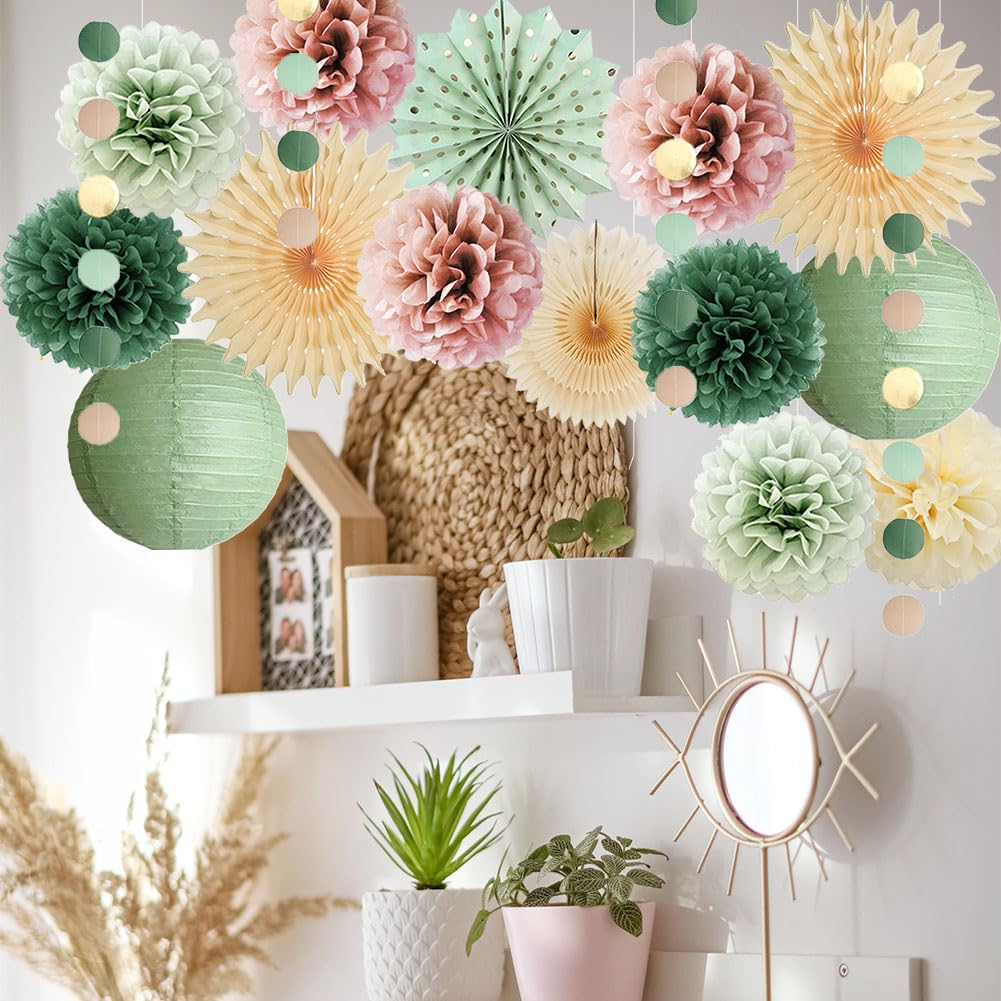 Sage Green and Dusty Pink Party Decorations Retro Olive Sage Green and Dusty Rose Party Decorations