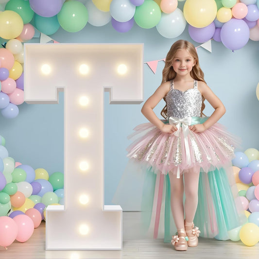 JoyMuse Marquee Letters 3 Feet Tall, Light Up Letters 3FT with Lights, Large Letters for Party, Letter T Light Up Letters for Baby Shower Wedding Proposal Graduation Birthday Decorations