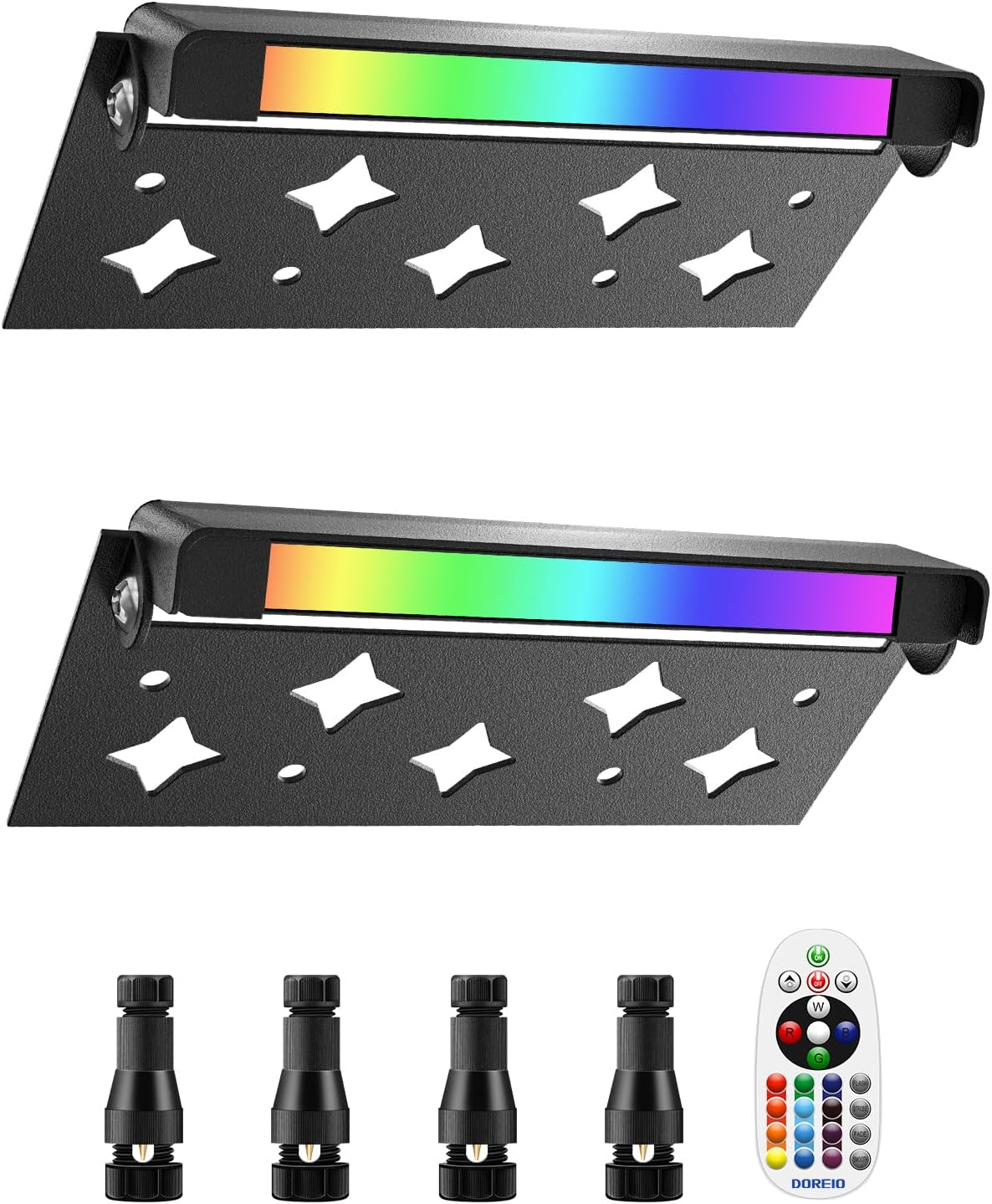 5W RGB Retaining Wall Lights 7 inch LED Hardscape Lighting Color Changing Low Voltage Landscape Paver Lights 12V 24V Step Lights Outdoor IP66 Waterproof Stair Lighting (2 Pack+Connectors)