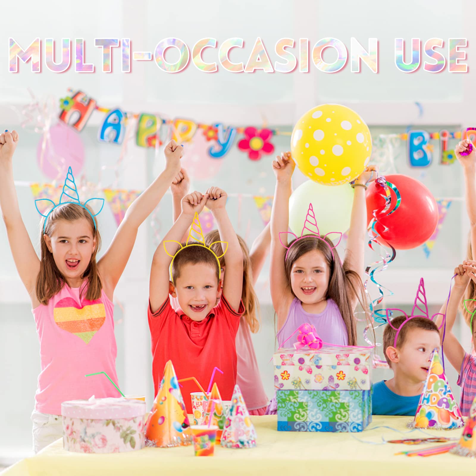 Zddaoole 24 Pcs Unicorn Headbands Unicorn Birthday Party Favors,Plastic Hairbands for