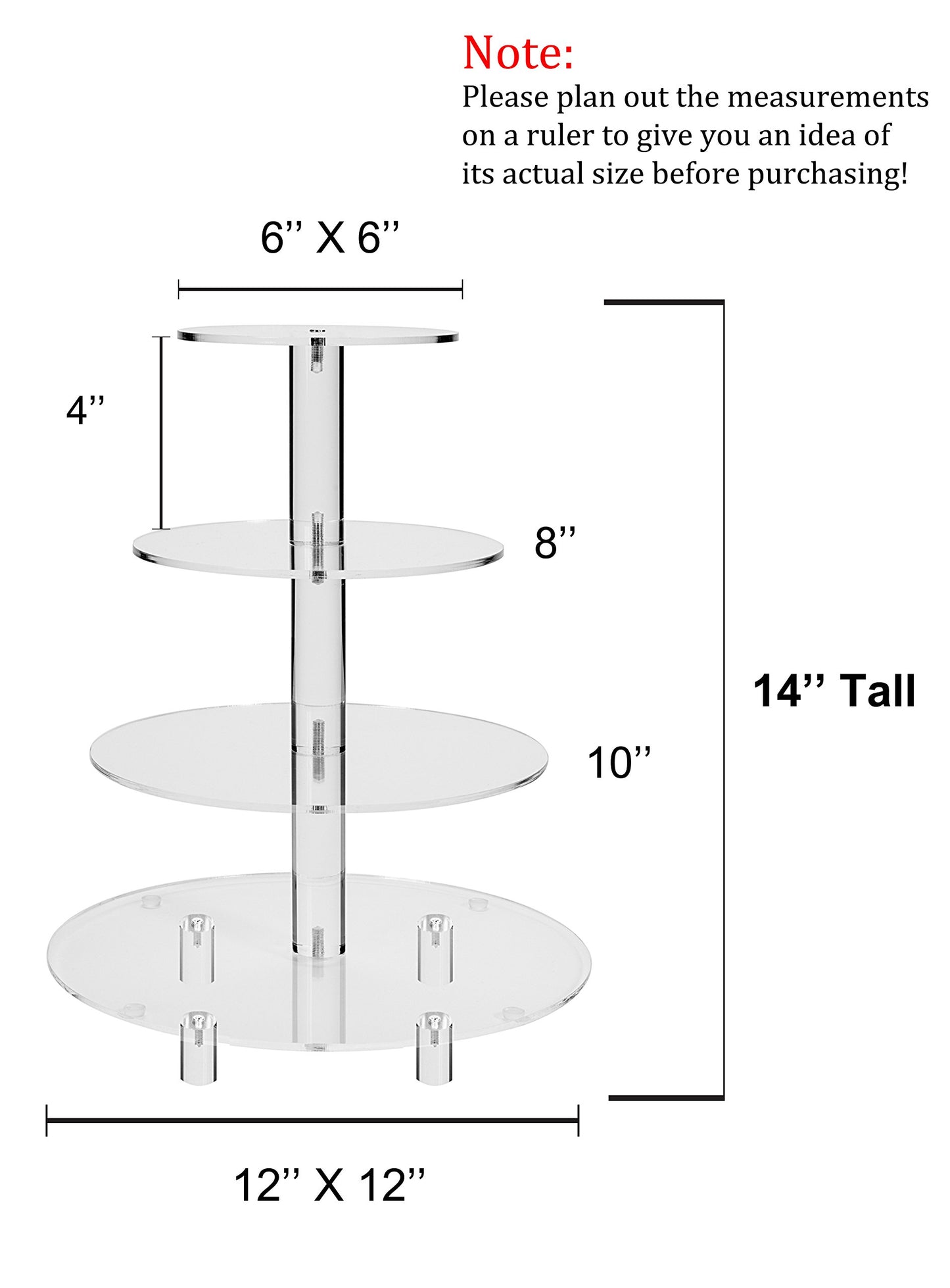 Jusalpha Large 4 Tier Acrylic Cupcake Stand,Round Cake Stand for Party