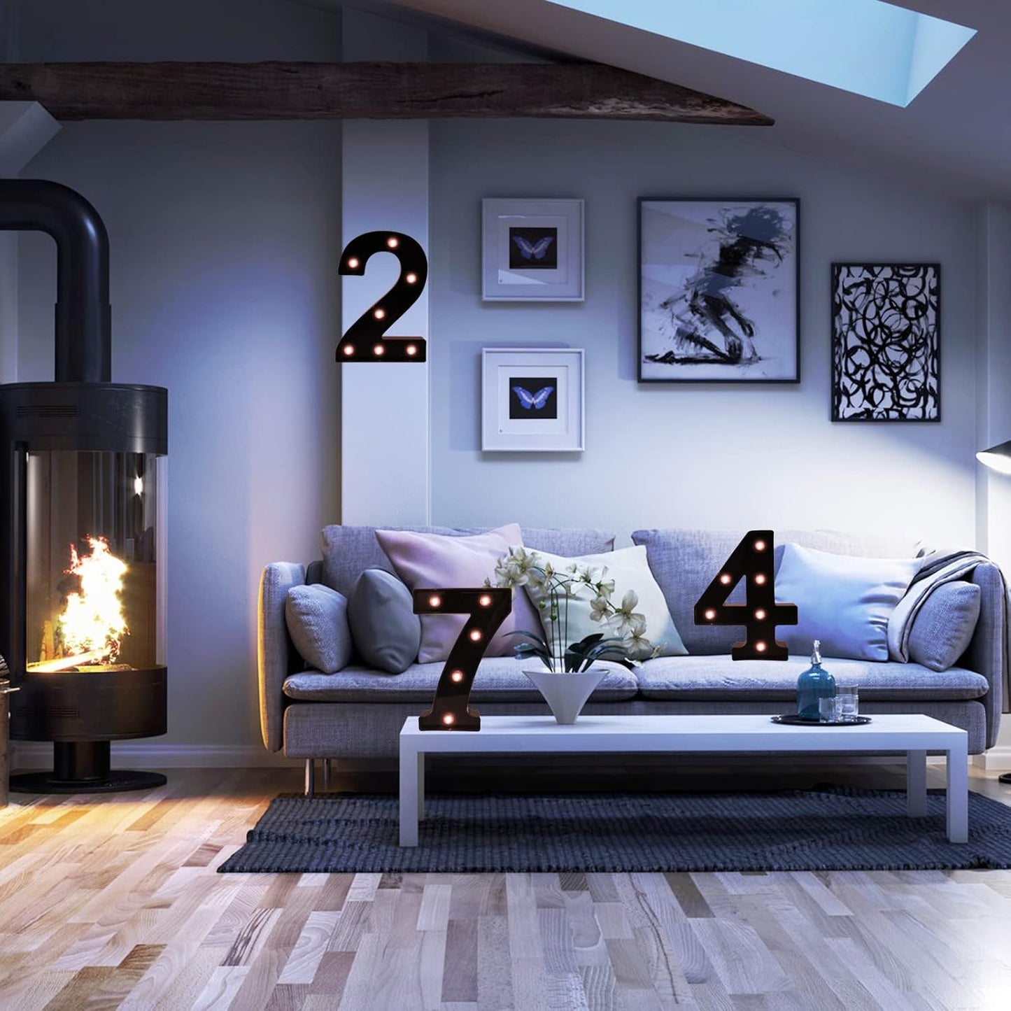 OYCBUZO Light Up Black Alphabet Marquee Number Sign LED Marquee Number Lights Sign for Night Light Home Bar Christmas Lamp Birthday Party Wedding Decoration 6