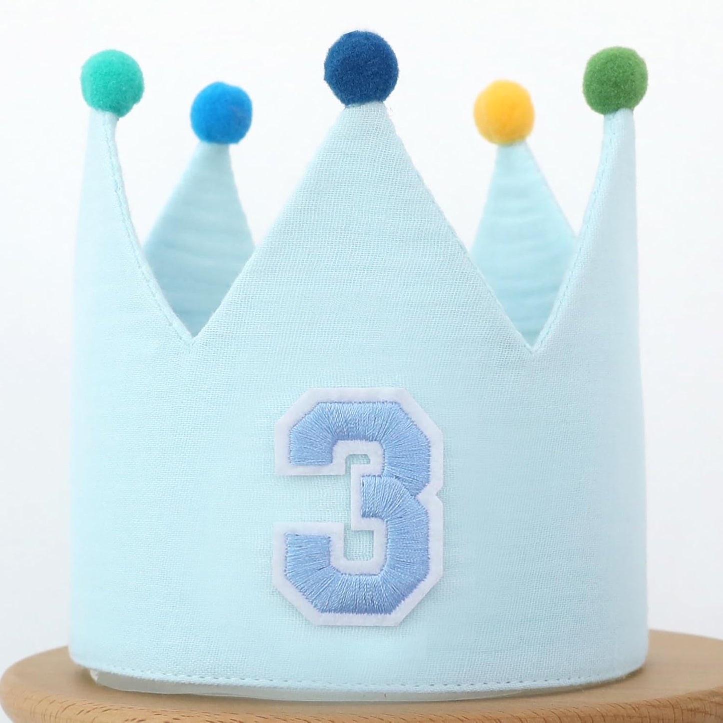 Muslin Crown Hat 1-3 Birthday For Baby Boy Girl Party Decoration Blue Pink Headband